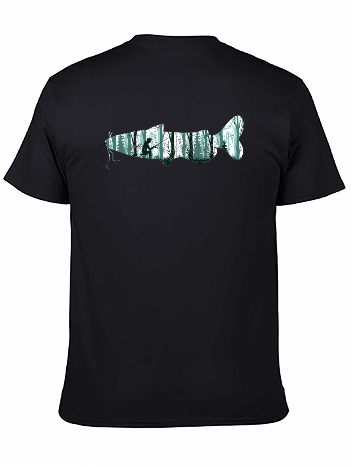Nature Fish Graphic Tee - Black Cotton Blend