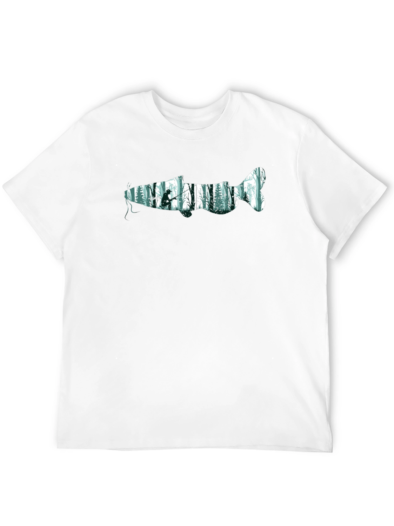 Nature Fish Graphic Tee - Black Cotton Blend
