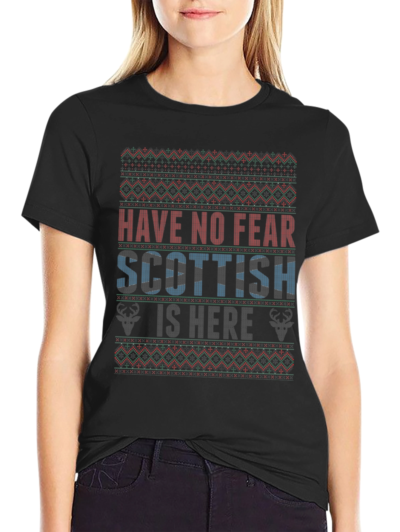 Scottish Is Here Christmas Sweater Style T-Shirt