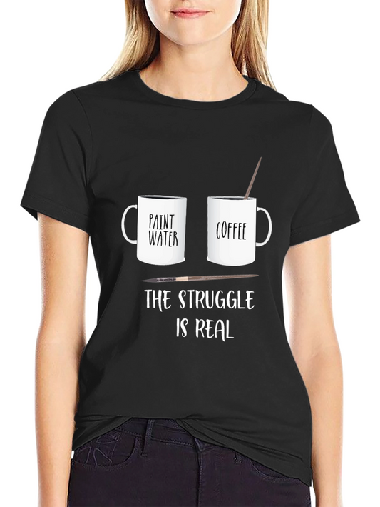 Artists Struggle T-Shirt: Paint Water vs Coffee Funny Tee