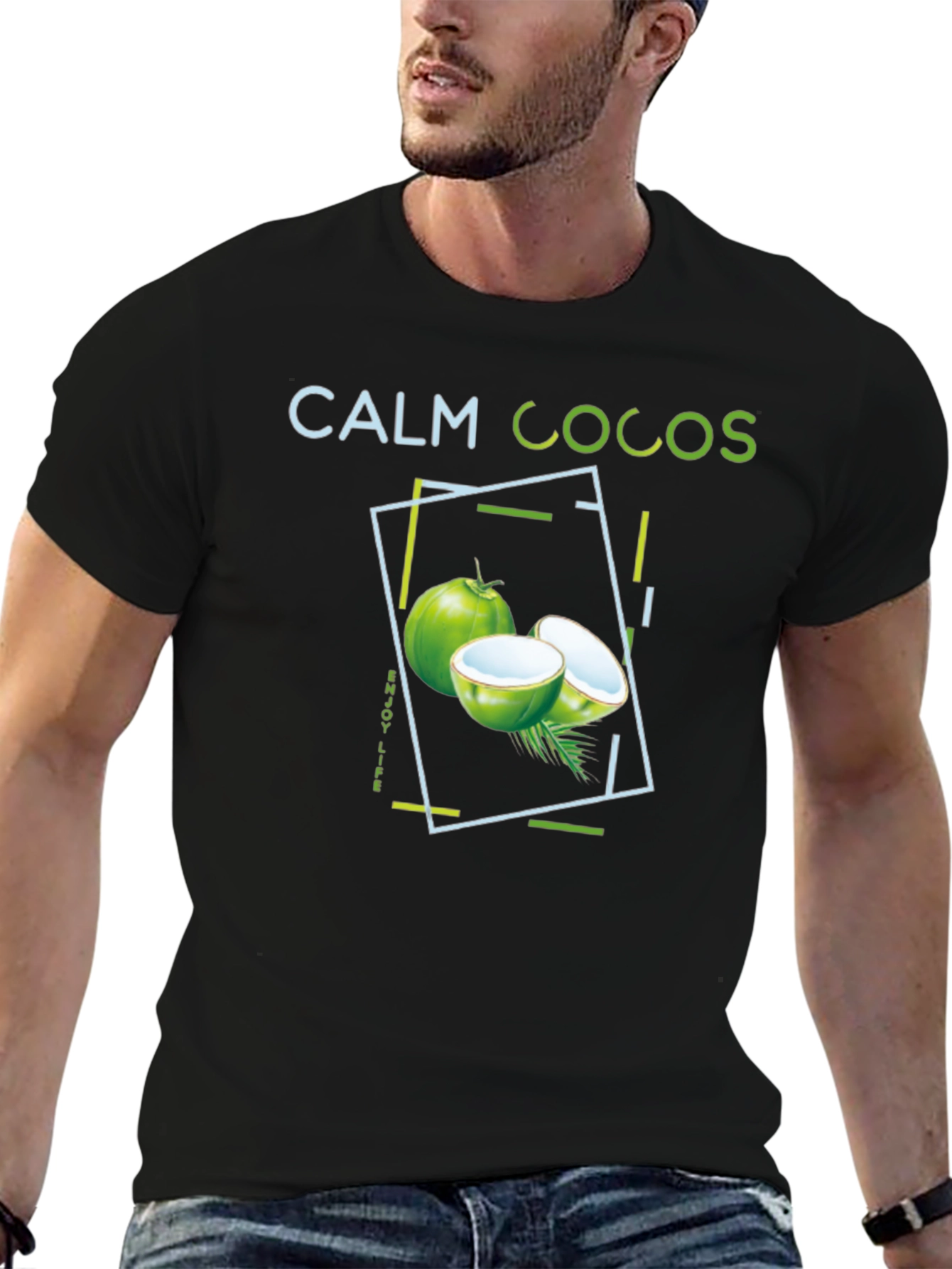 Calm Cocos Graphic Tee - Tropical Vibe Shirt