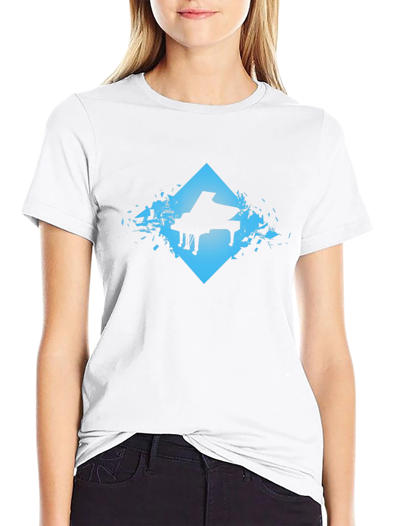 Piano Silhouette Graphic Tee - Cool Music Shirt