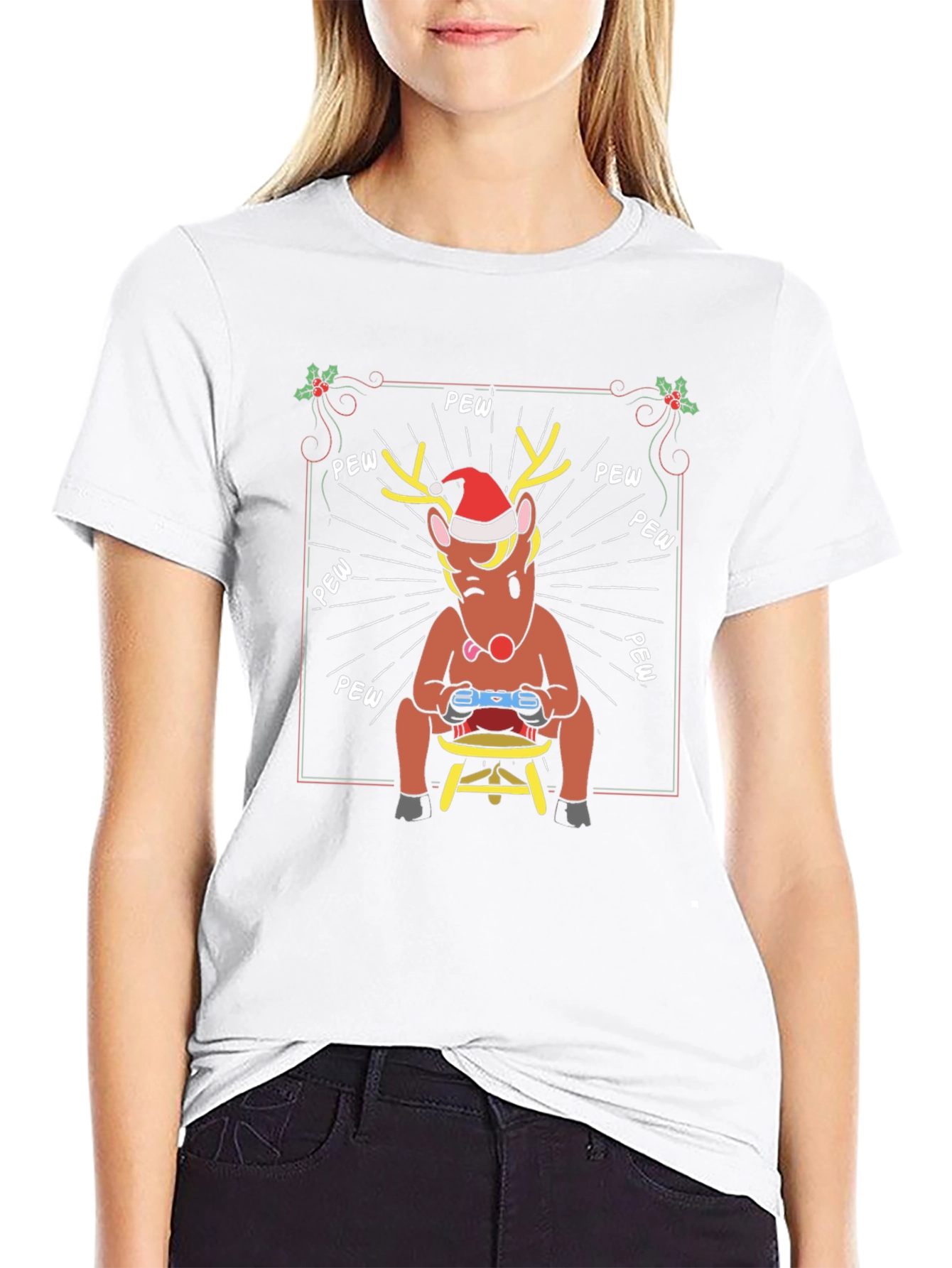 Funny Gaming Reindeer Christmas T-Shirt