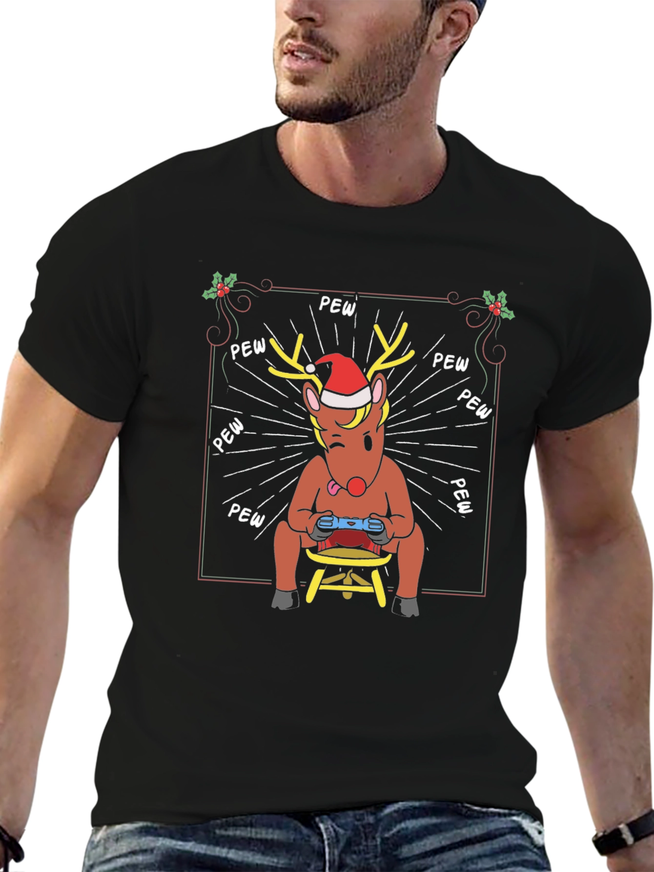 Funny Gaming Reindeer Christmas T-Shirt