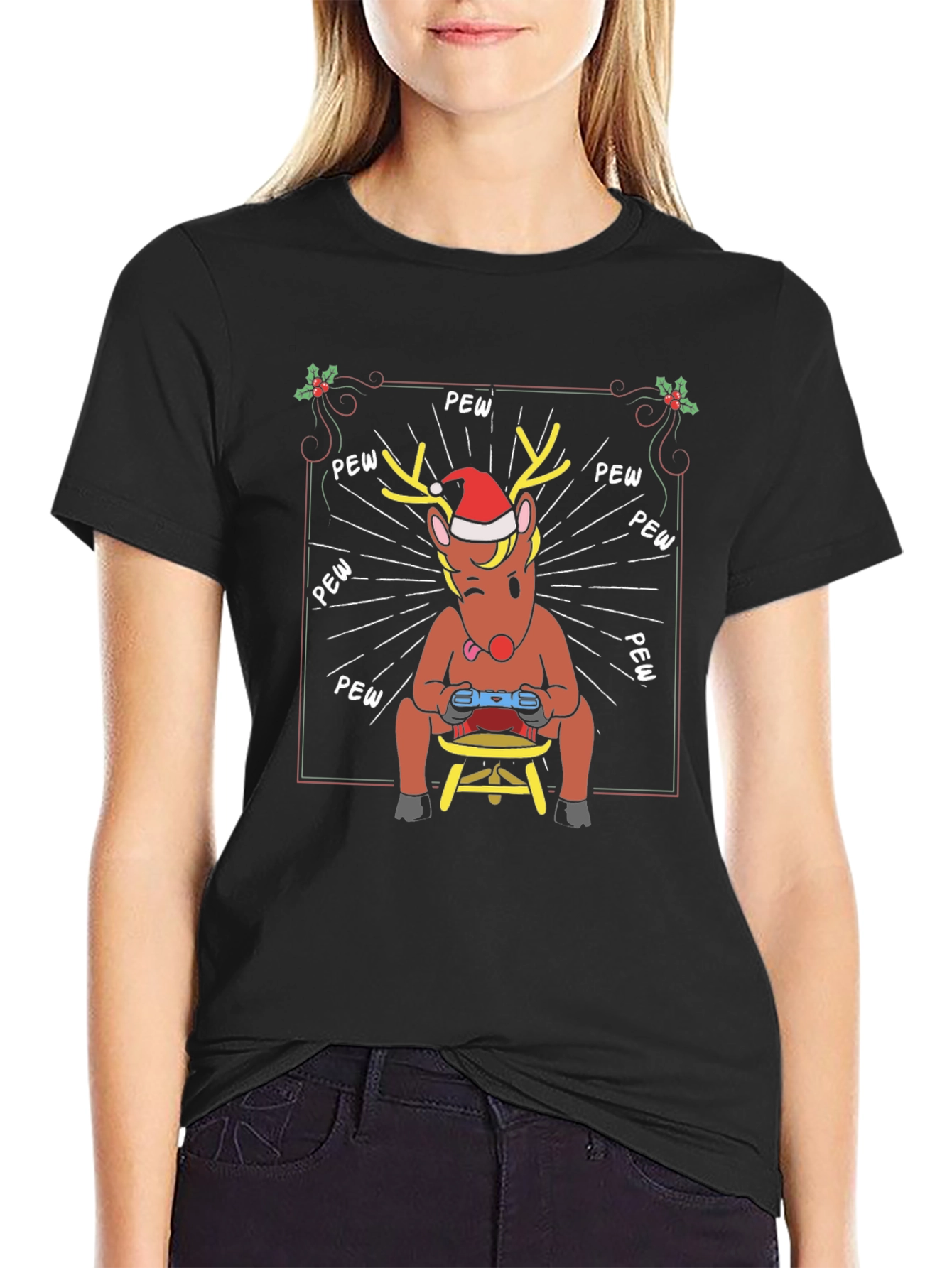 Funny Gaming Reindeer Christmas T-Shirt