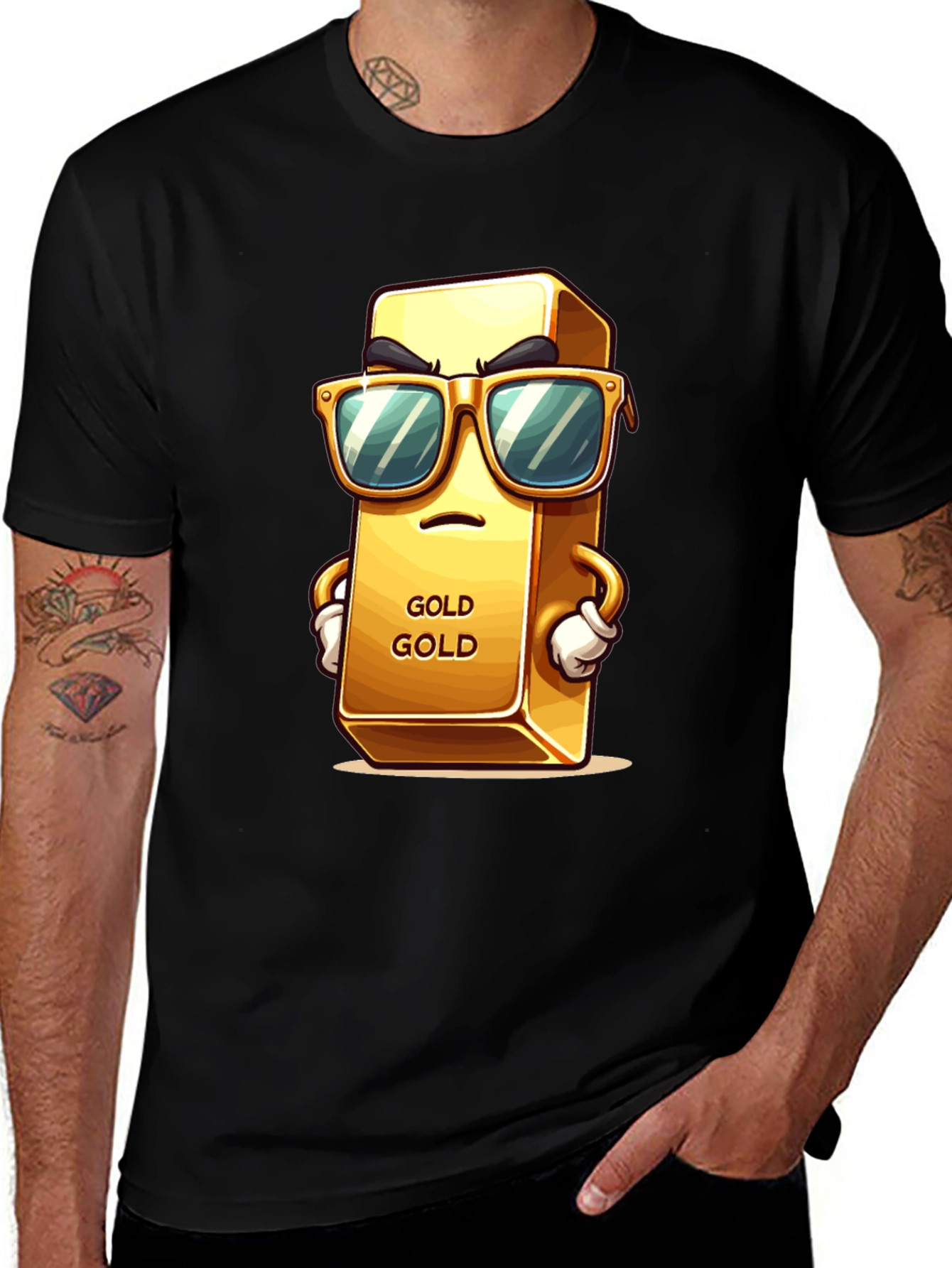 Cool Gold Bar Graphic T-Shirt