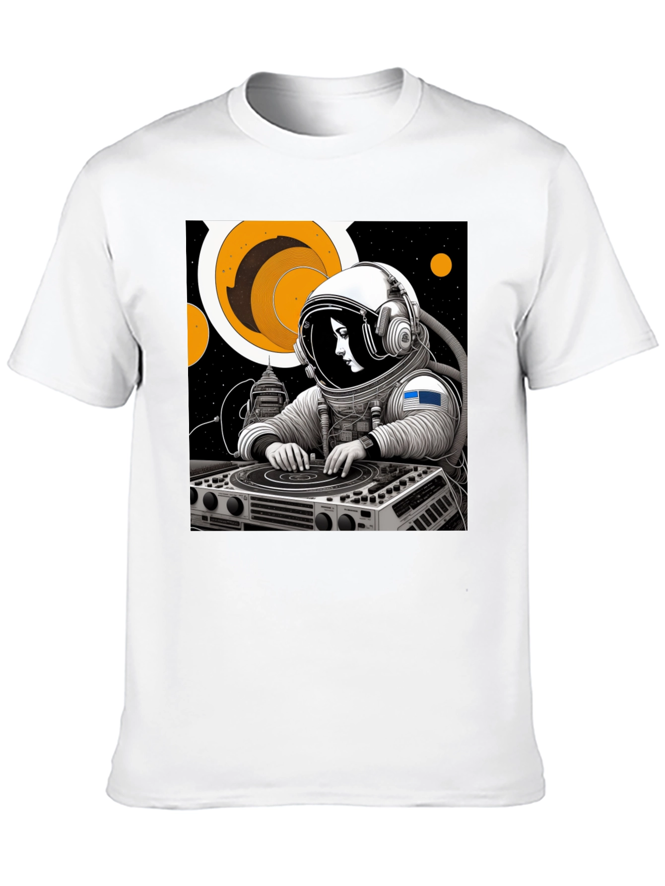 Astronaut DJ Black T-Shirt