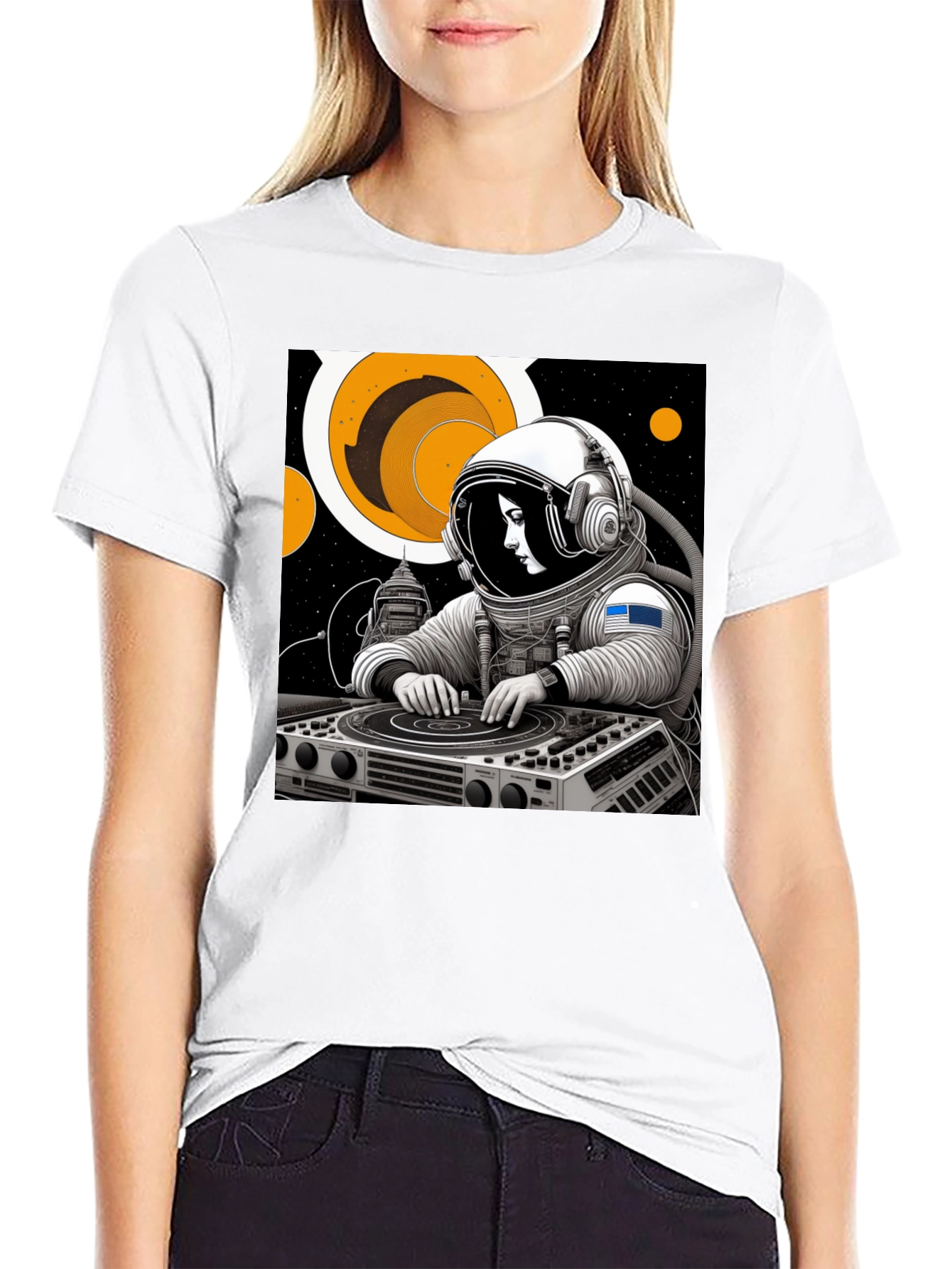 Astronaut DJ Black T-Shirt