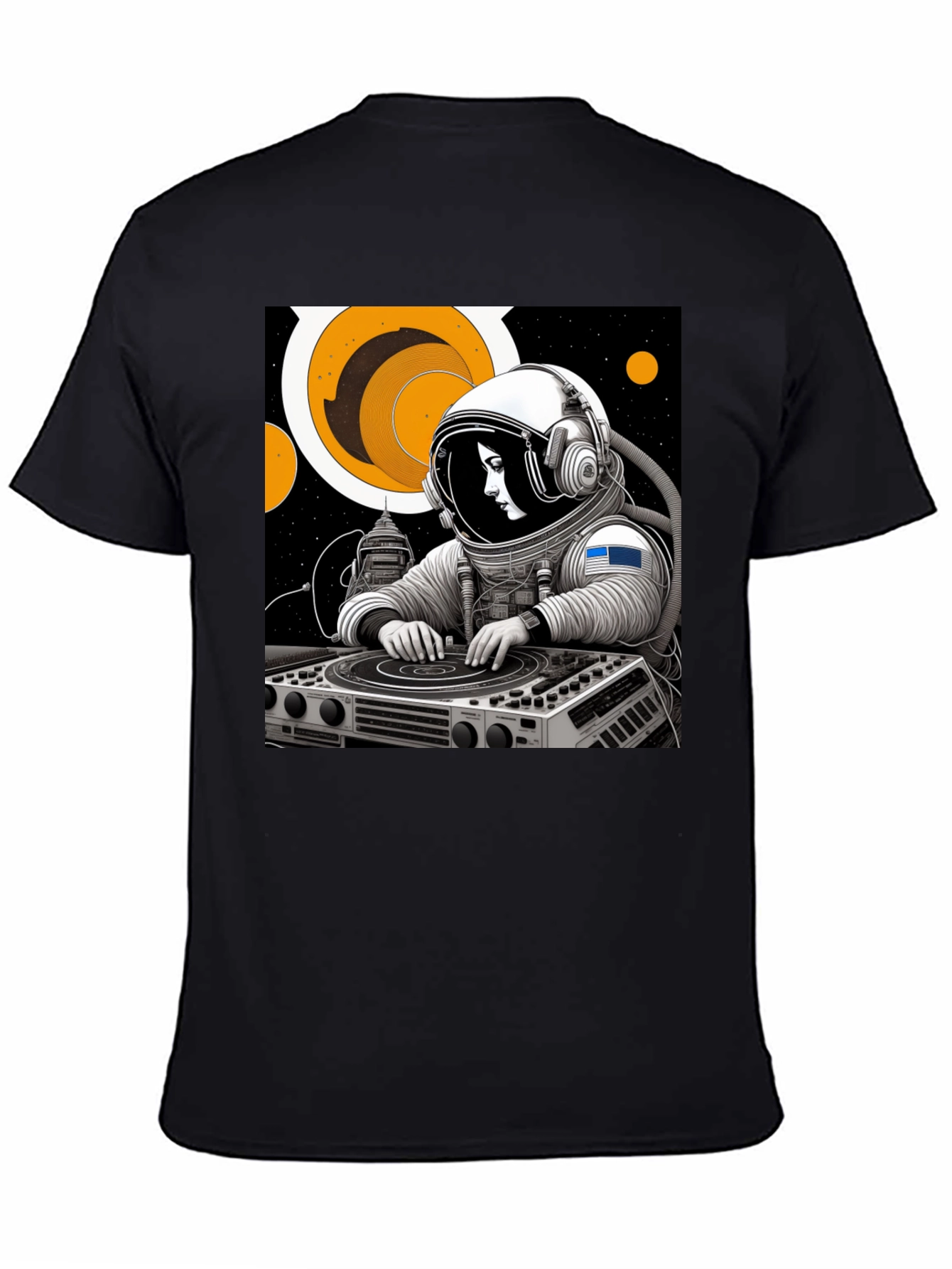 Astronaut DJ Black T-Shirt