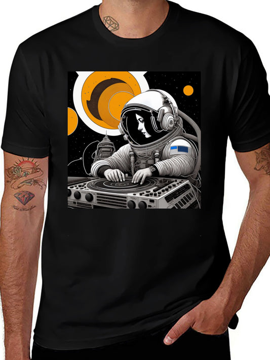 Astronaut DJ Black T-Shirt