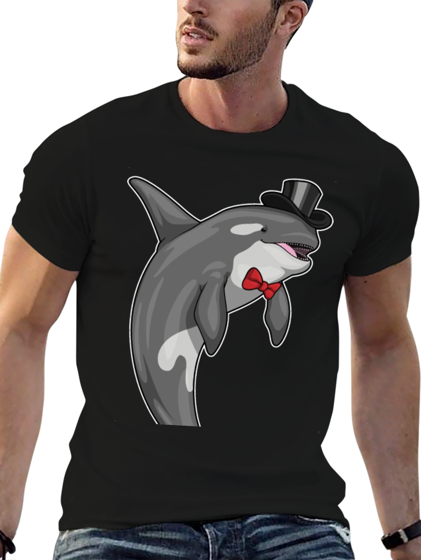 Orca Whale Top Hat Bow Tie Graphic Tee