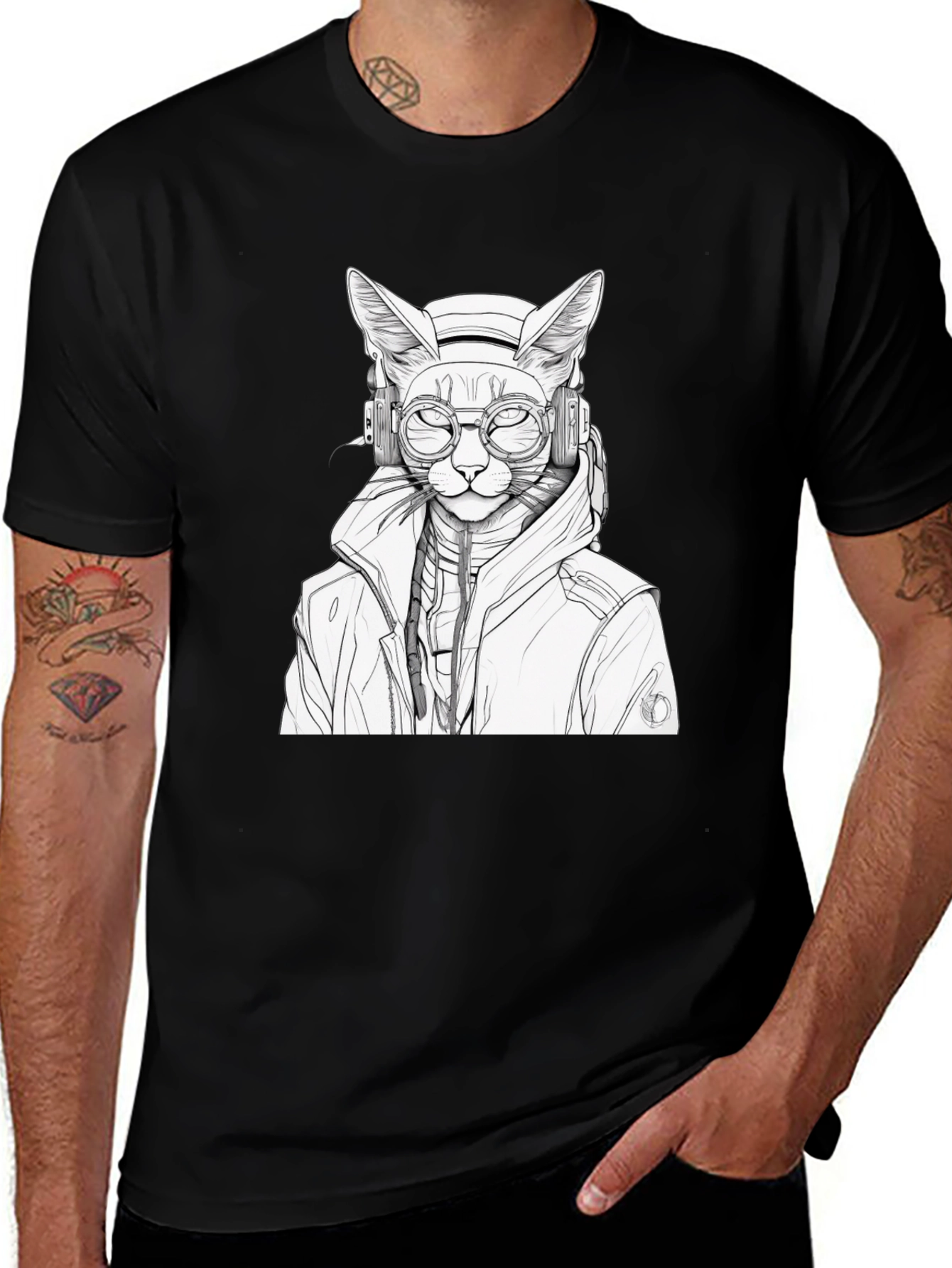 Cool Cat DJ Graphic T-Shirt