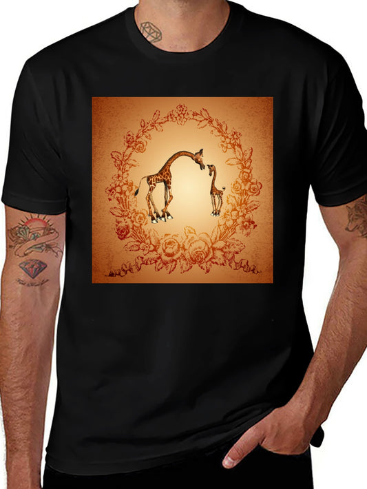 Giraffe Graphic Print Crew Neck T-Shirt