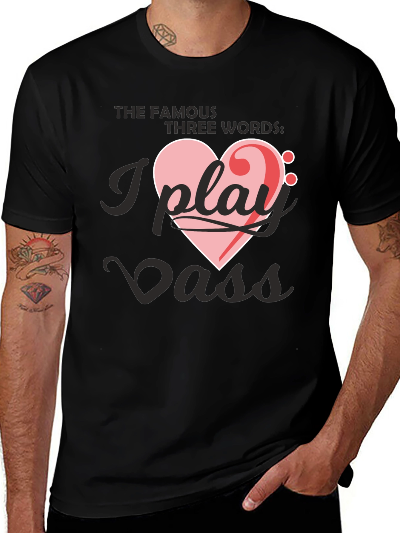 I Play Bass Heart T-Shirt - Musician Tee