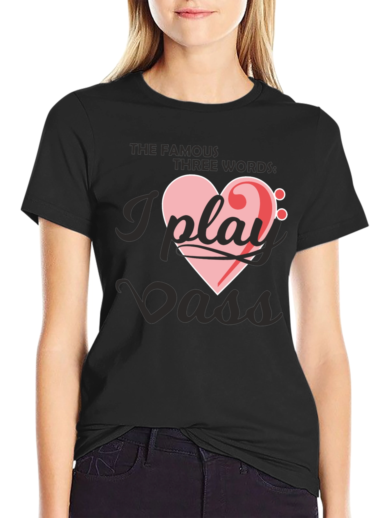 I Play Bass Heart T-Shirt - Musician Tee