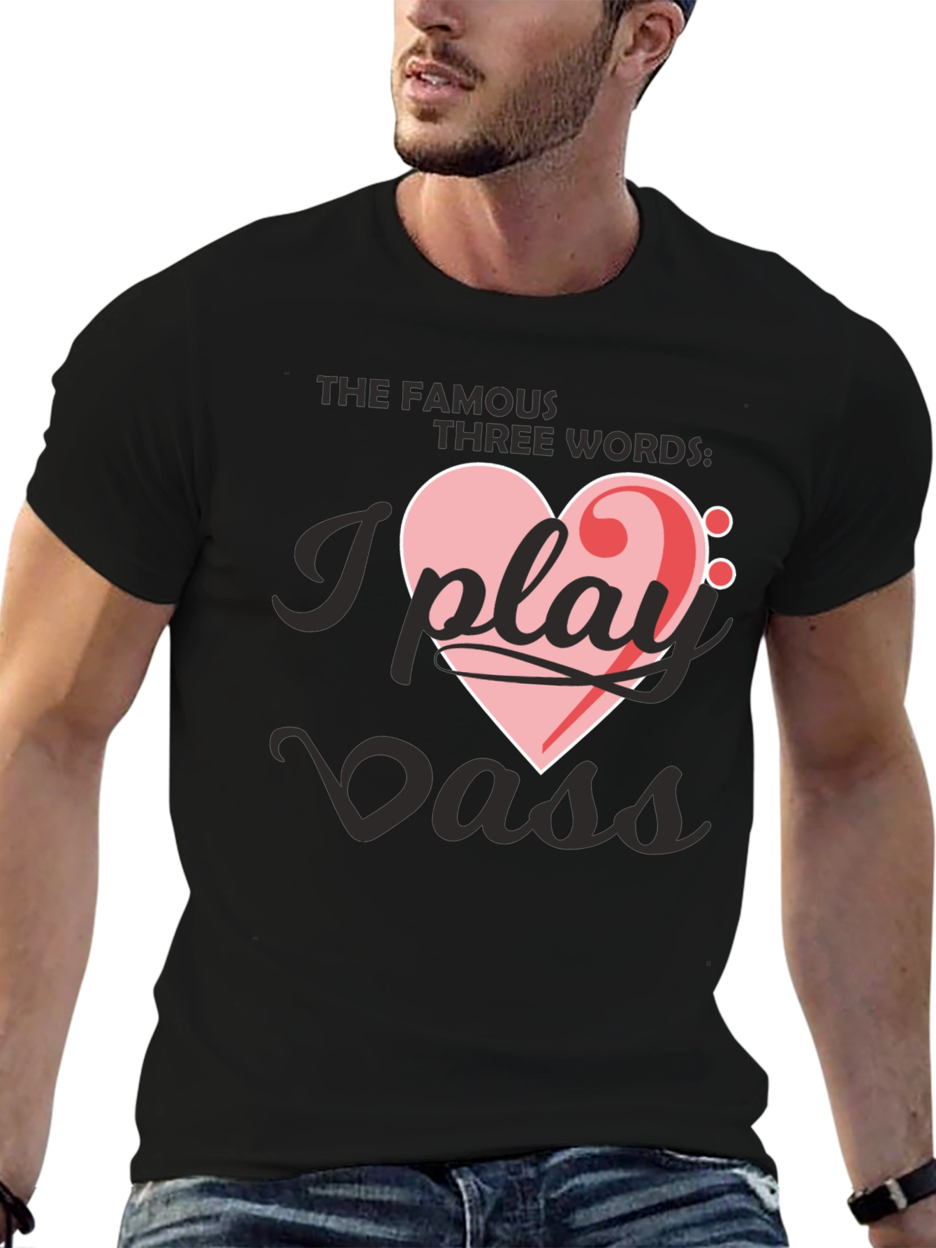 I Play Bass Heart T-Shirt - Musician Tee