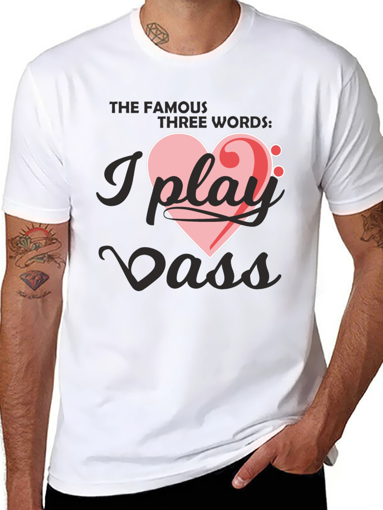 I Play Bass Heart T-Shirt - Musician Tee