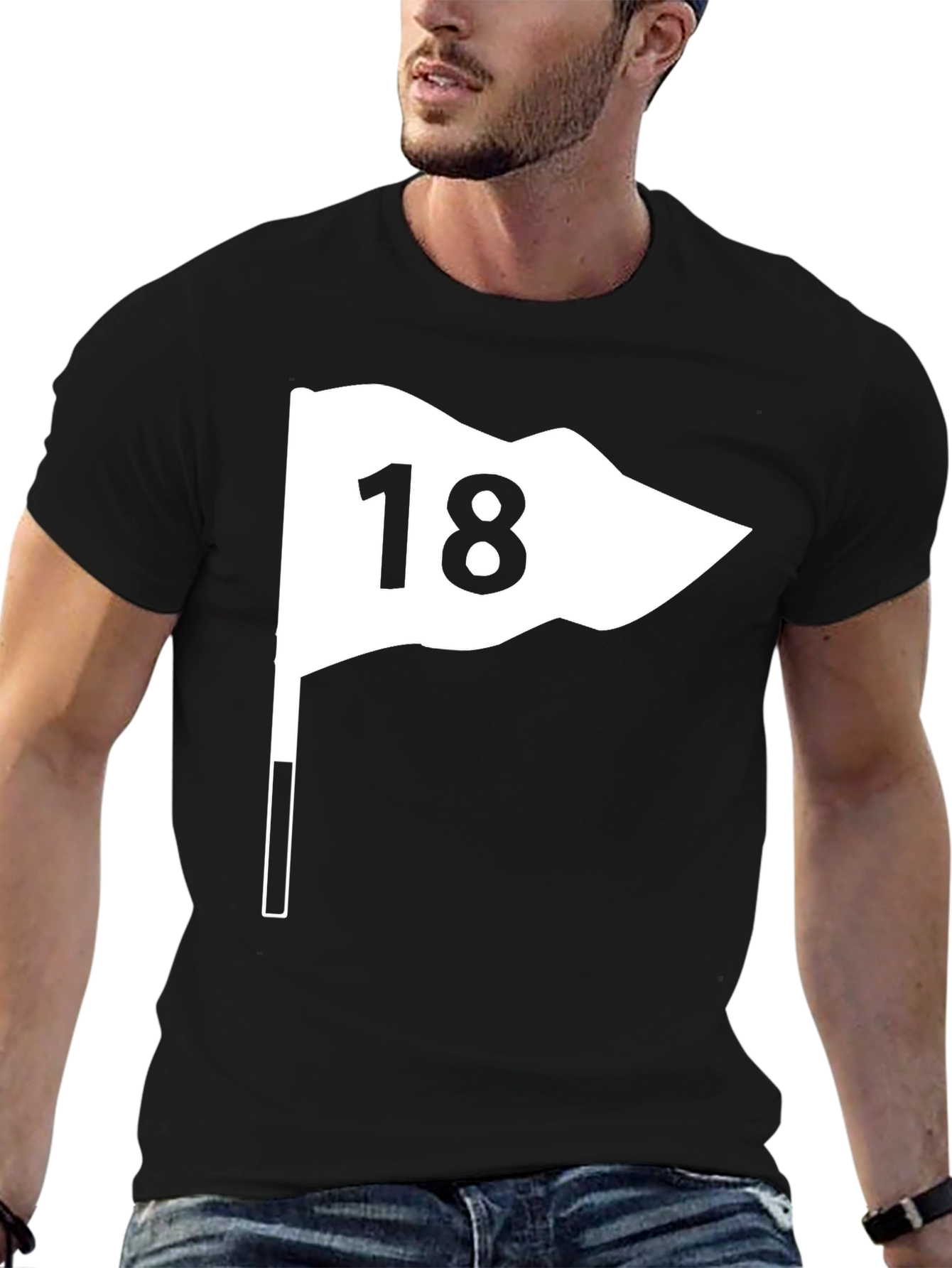 Golf Flag 18 T-Shirt - Black