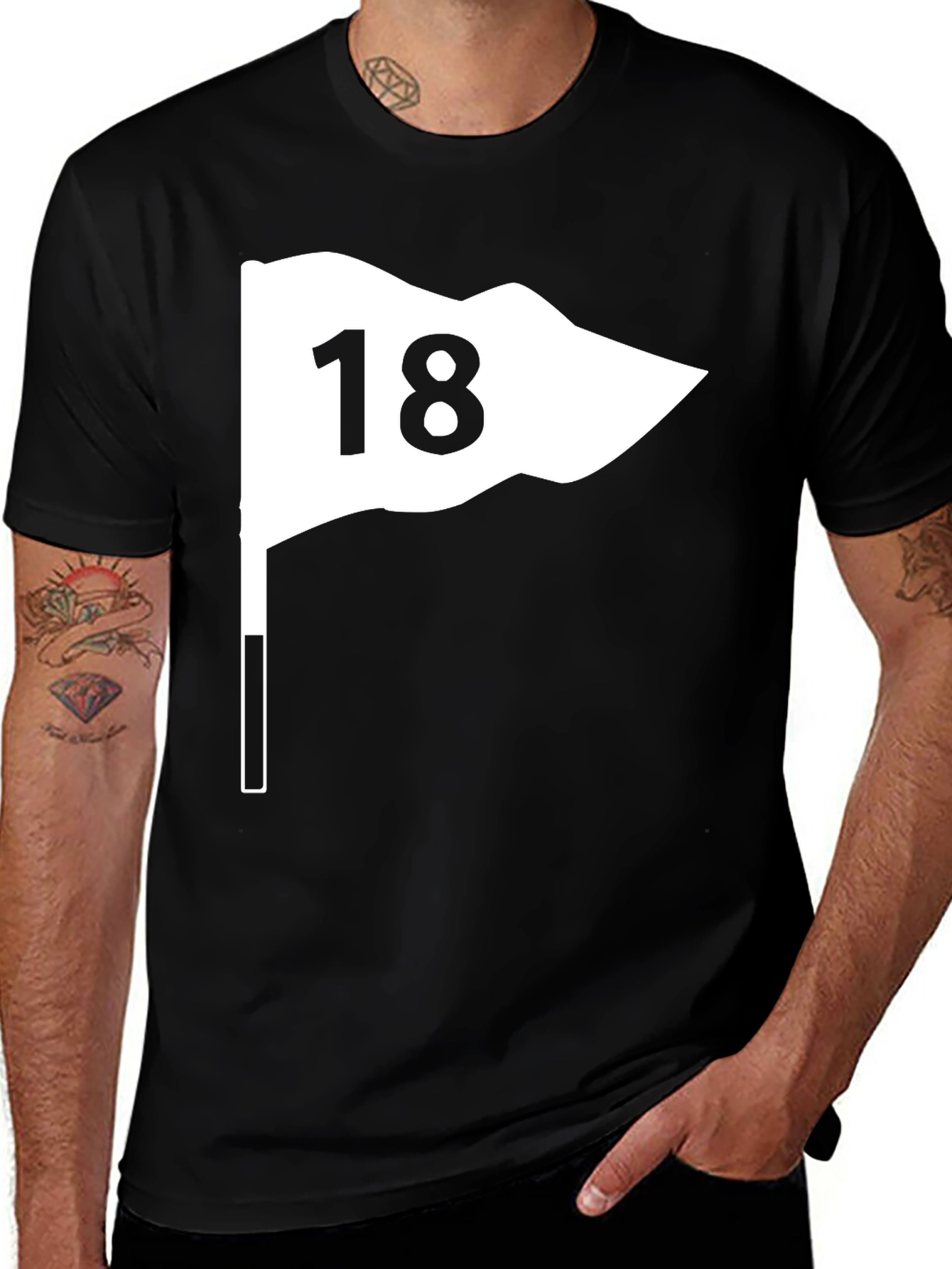 Golf Flag 18 T-Shirt - Black