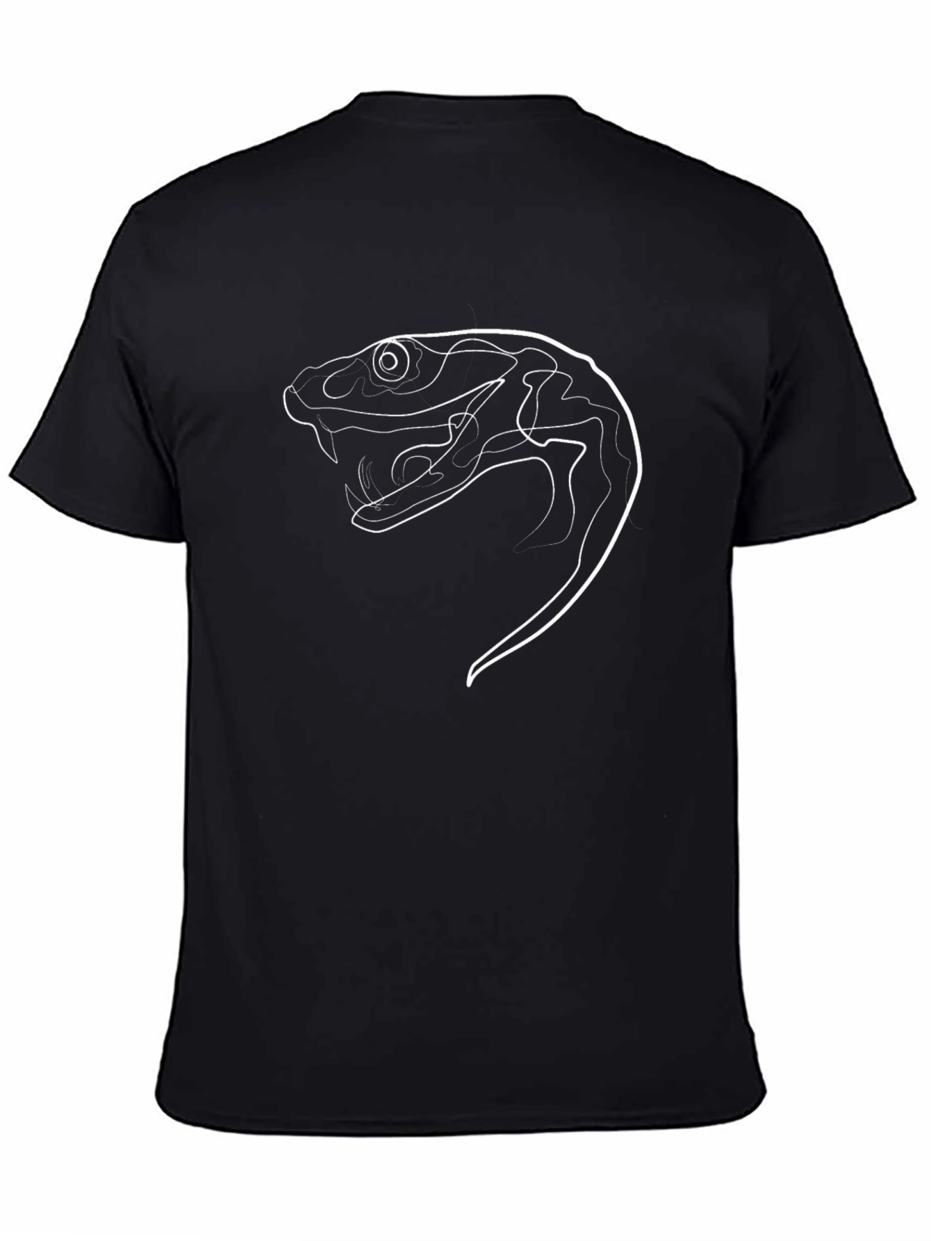 Snake Head Outline Graphic Tee - Black Cotton