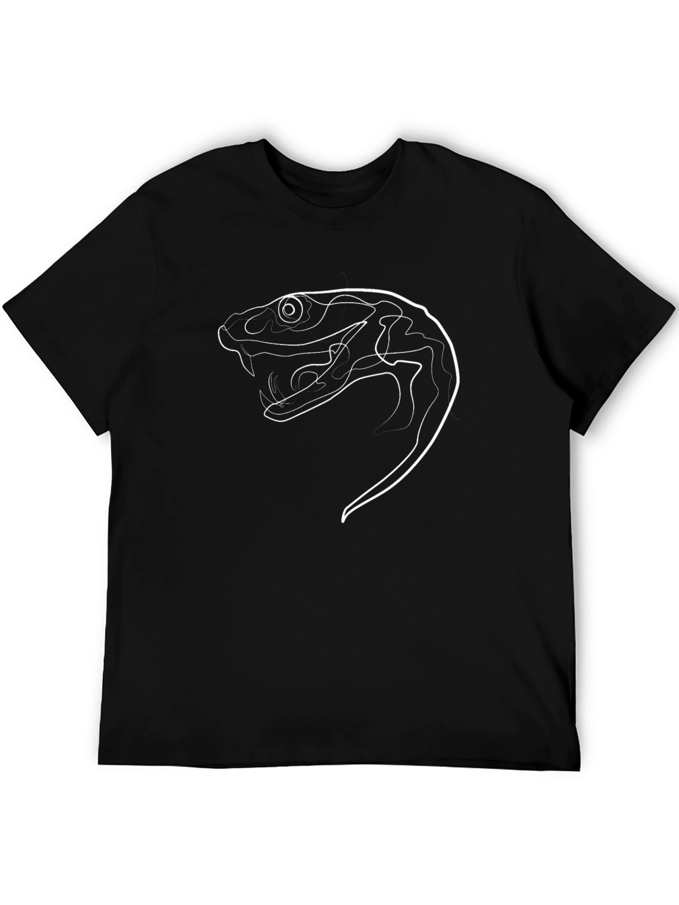 Snake Head Outline Graphic Tee - Black Cotton