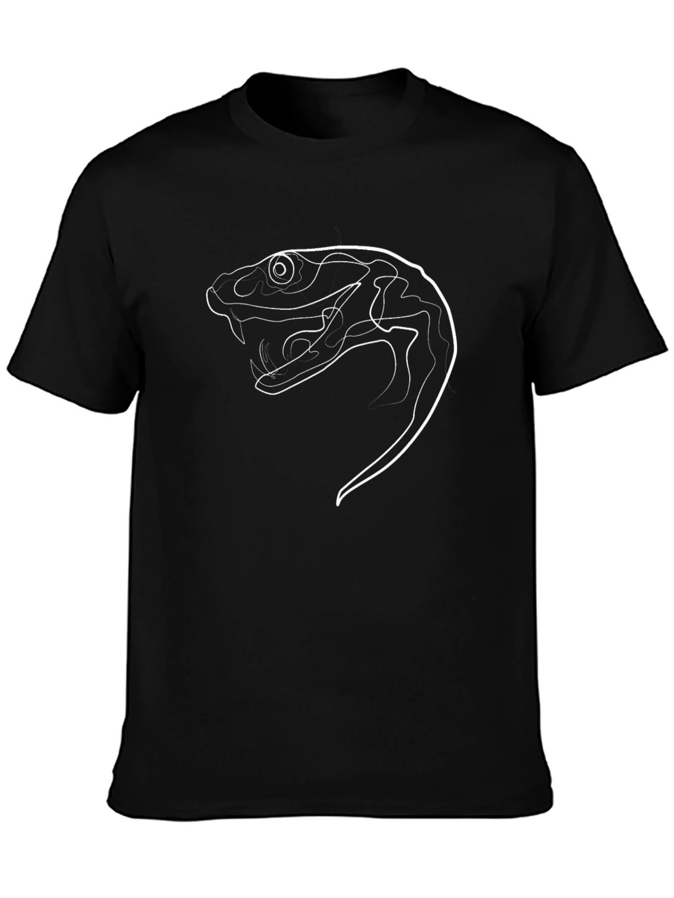 Snake Head Outline Graphic Tee - Black Cotton