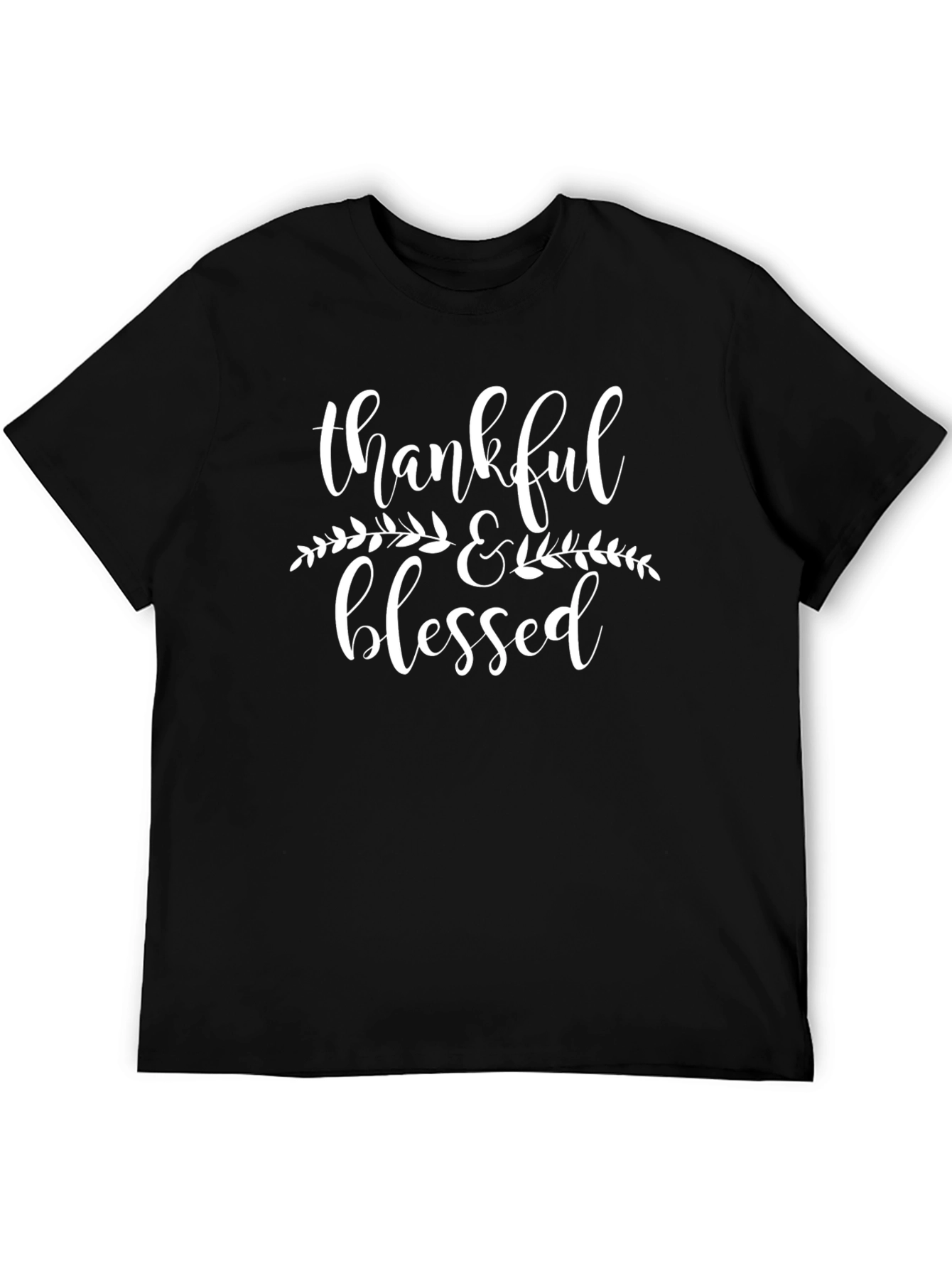 Thankful & Blessed Black Graphic T-Shirt