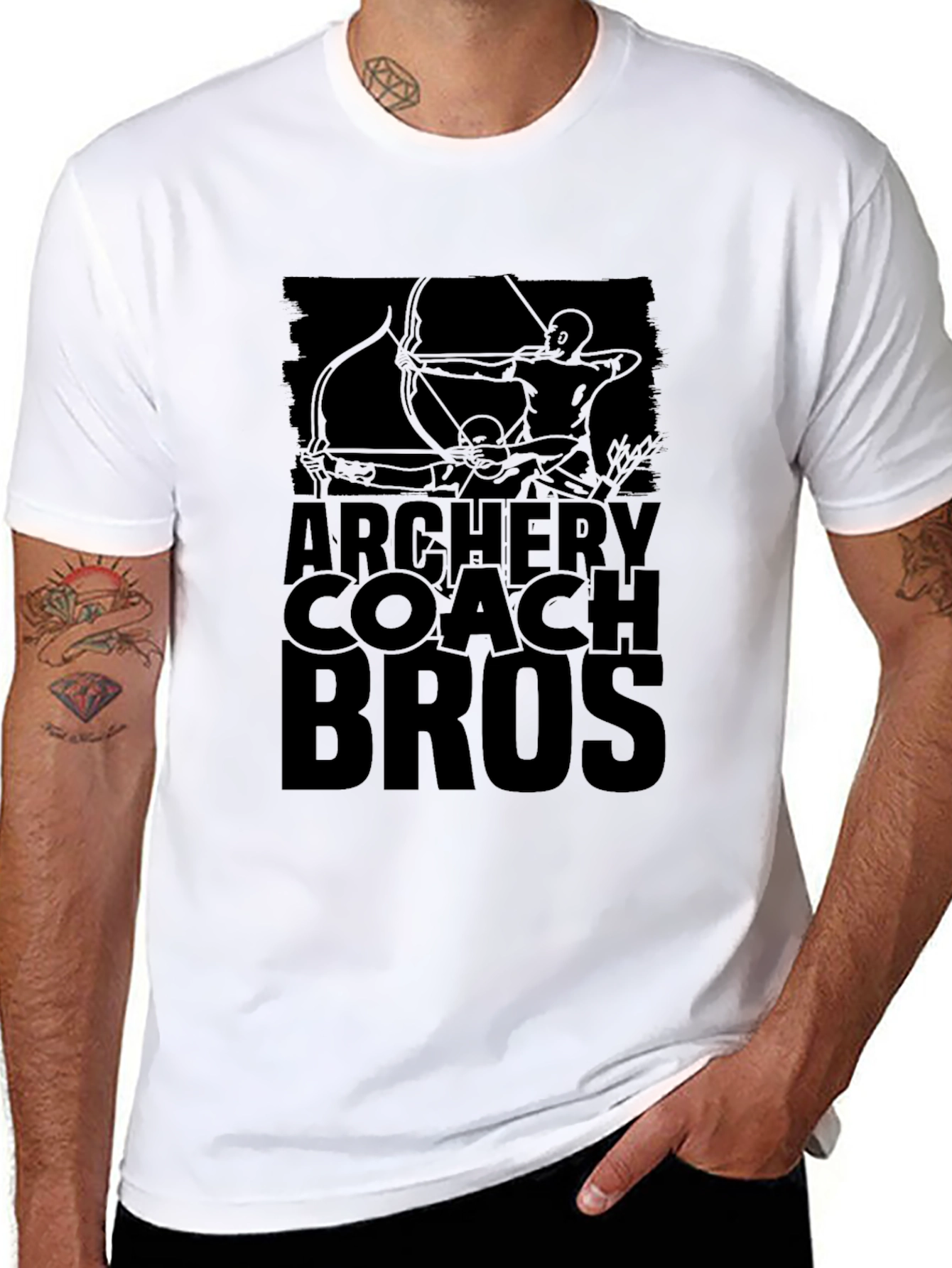 Archery Coach Bros T-Shirt - Black Graphic Tee