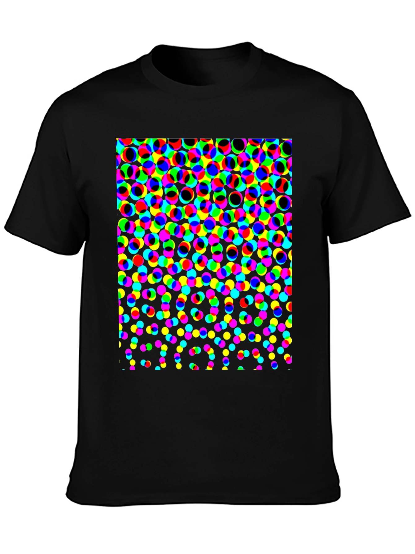 Retro Dot Pattern Black T-Shirt