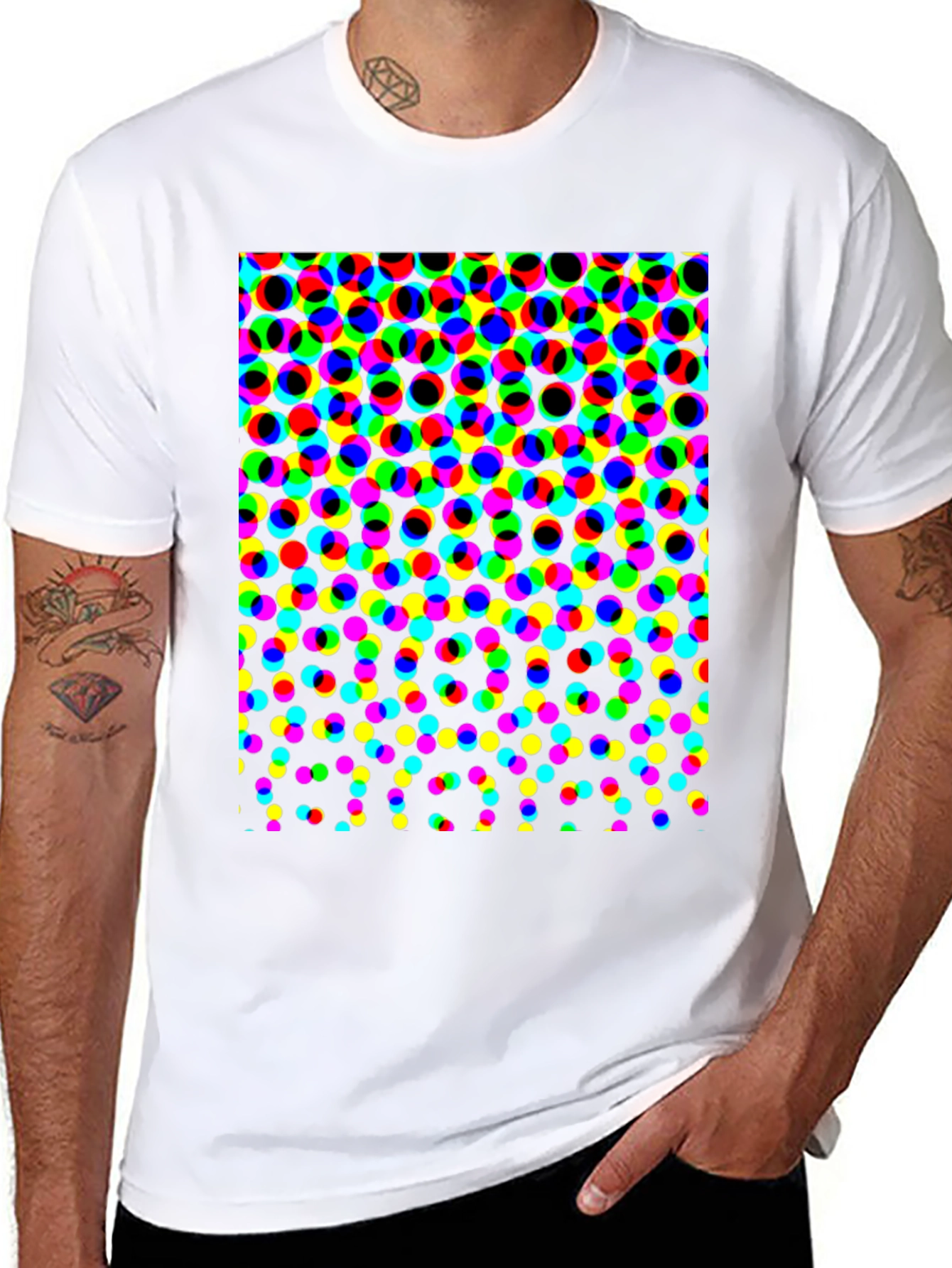 Retro Dot Pattern Black T-Shirt
