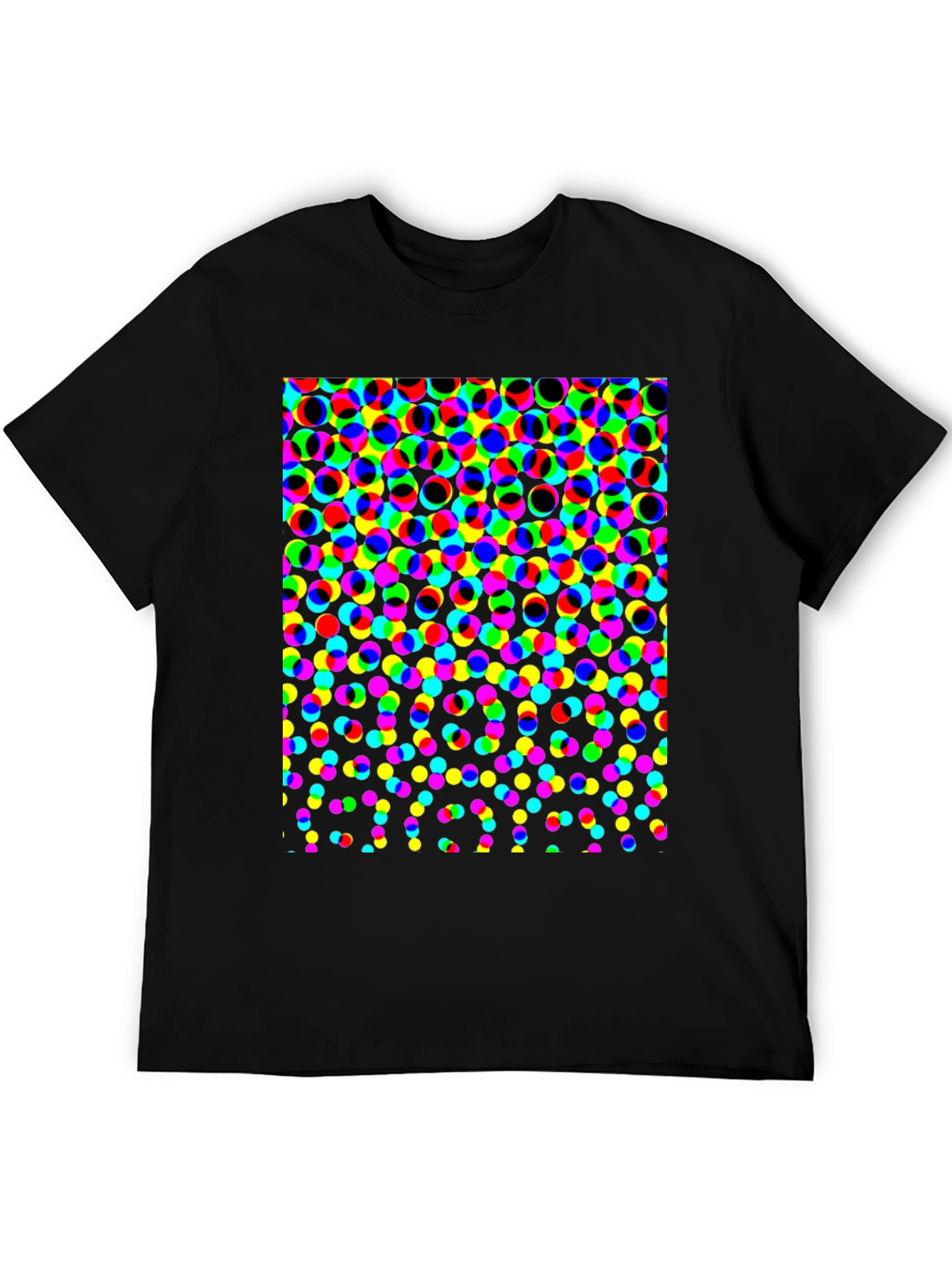 Retro Dot Pattern Black T-Shirt
