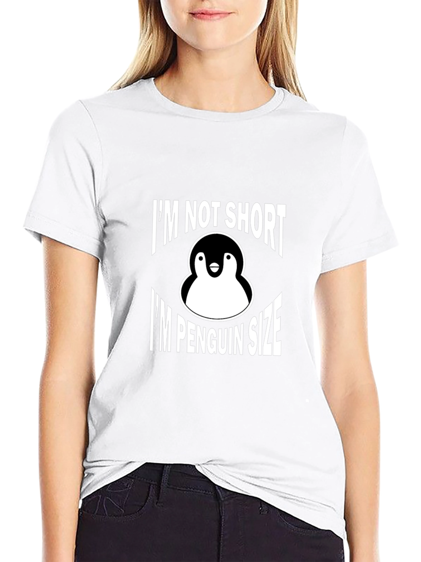 Penguin Size Graphic T-Shirt - Black