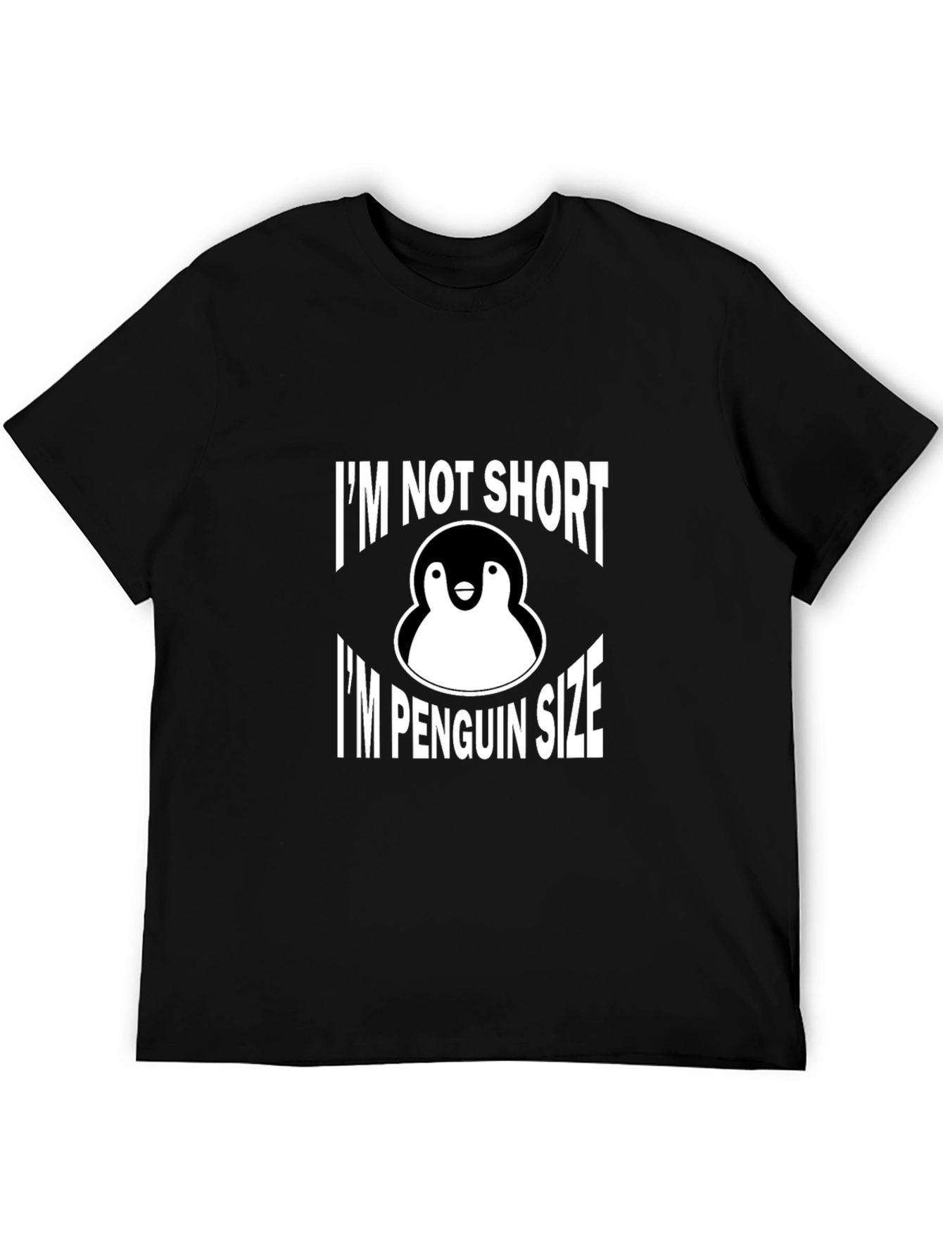 Penguin Size Graphic T-Shirt - Black