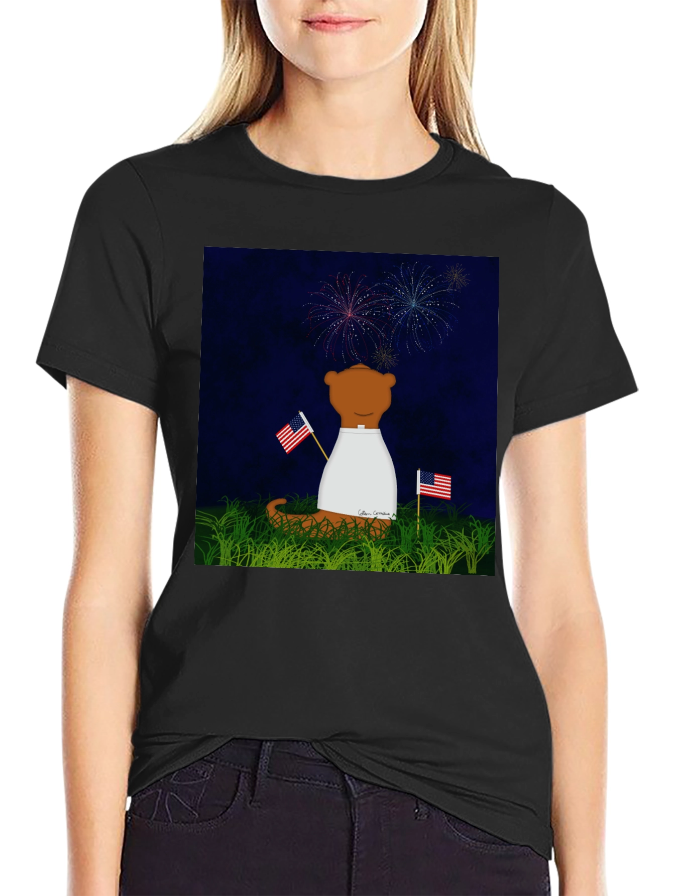 Patriotic Bear T-Shirt - Fireworks & Flags