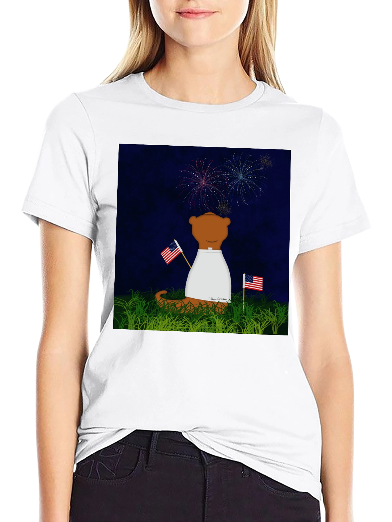 Patriotic Bear T-Shirt - Fireworks & Flags