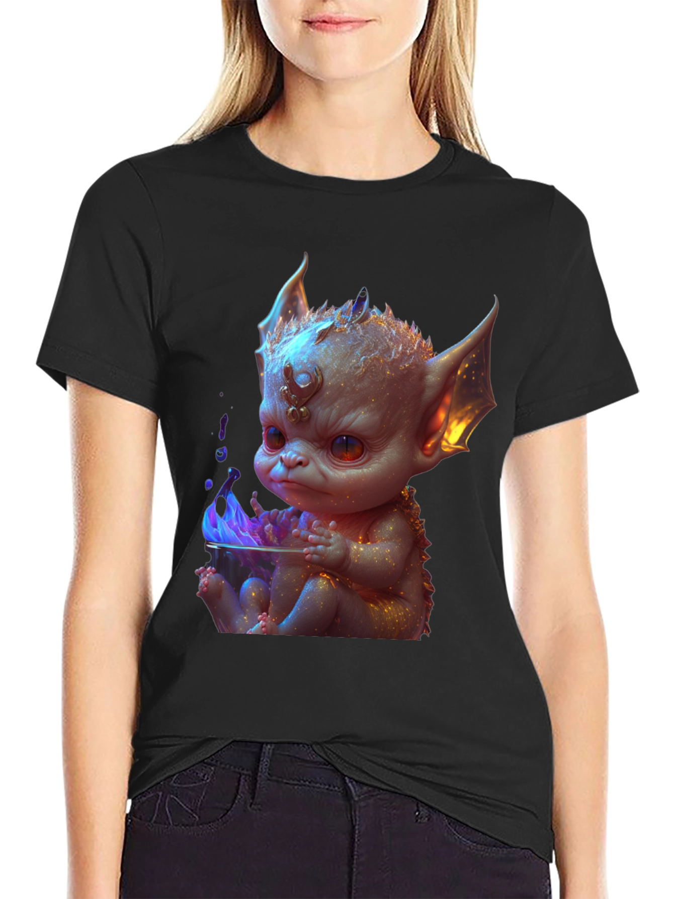 Baby Dragon Graphic Tee - Black