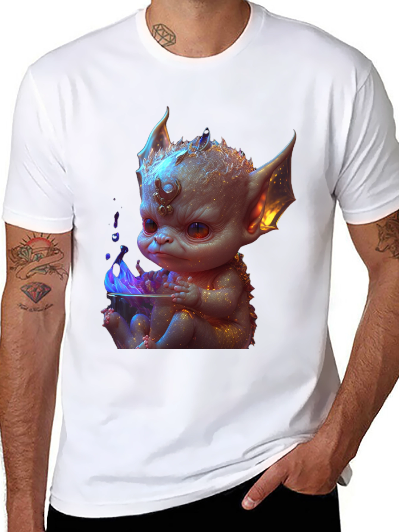 Baby Dragon Graphic Tee - Black