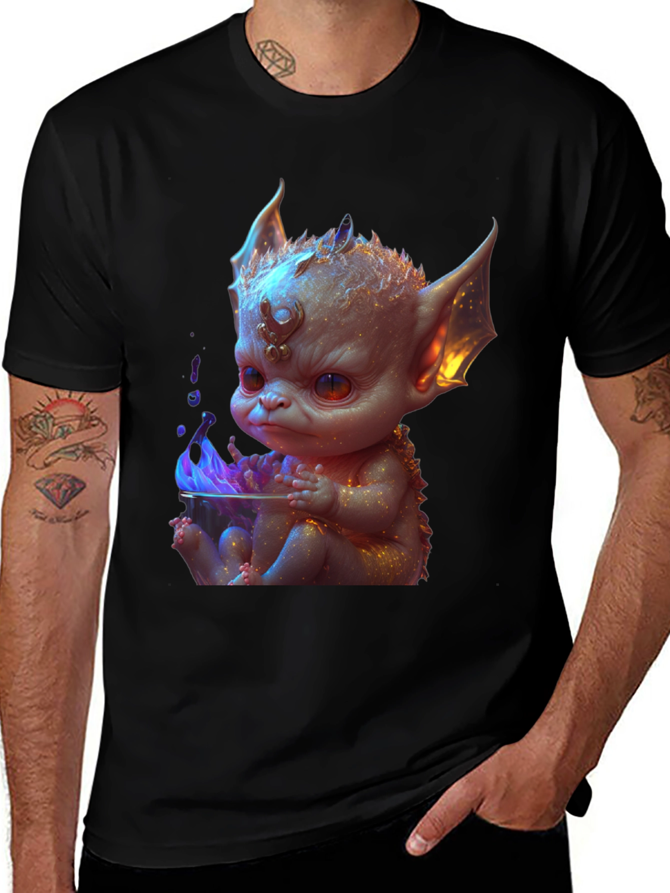 Baby Dragon Graphic Tee - Black
