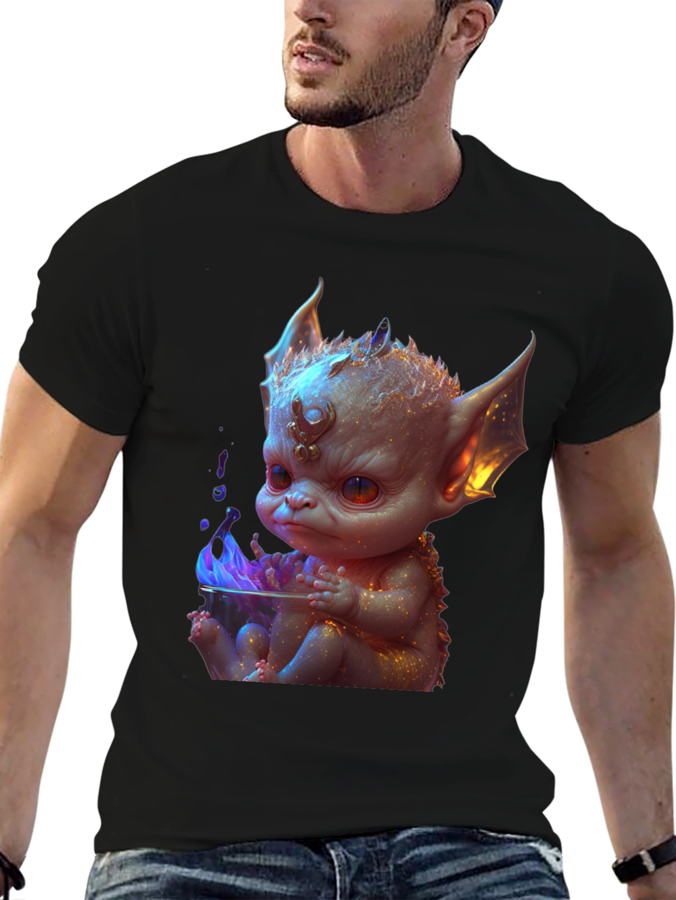 Baby Dragon Graphic Tee - Black