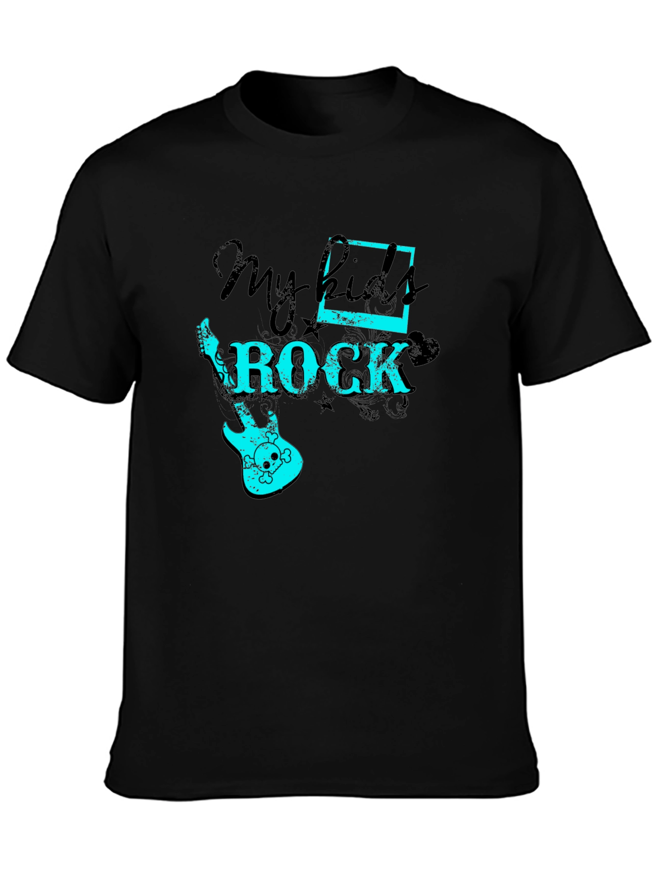 My Kids Rock Graphic Tee - Black Cotton T-Shirt