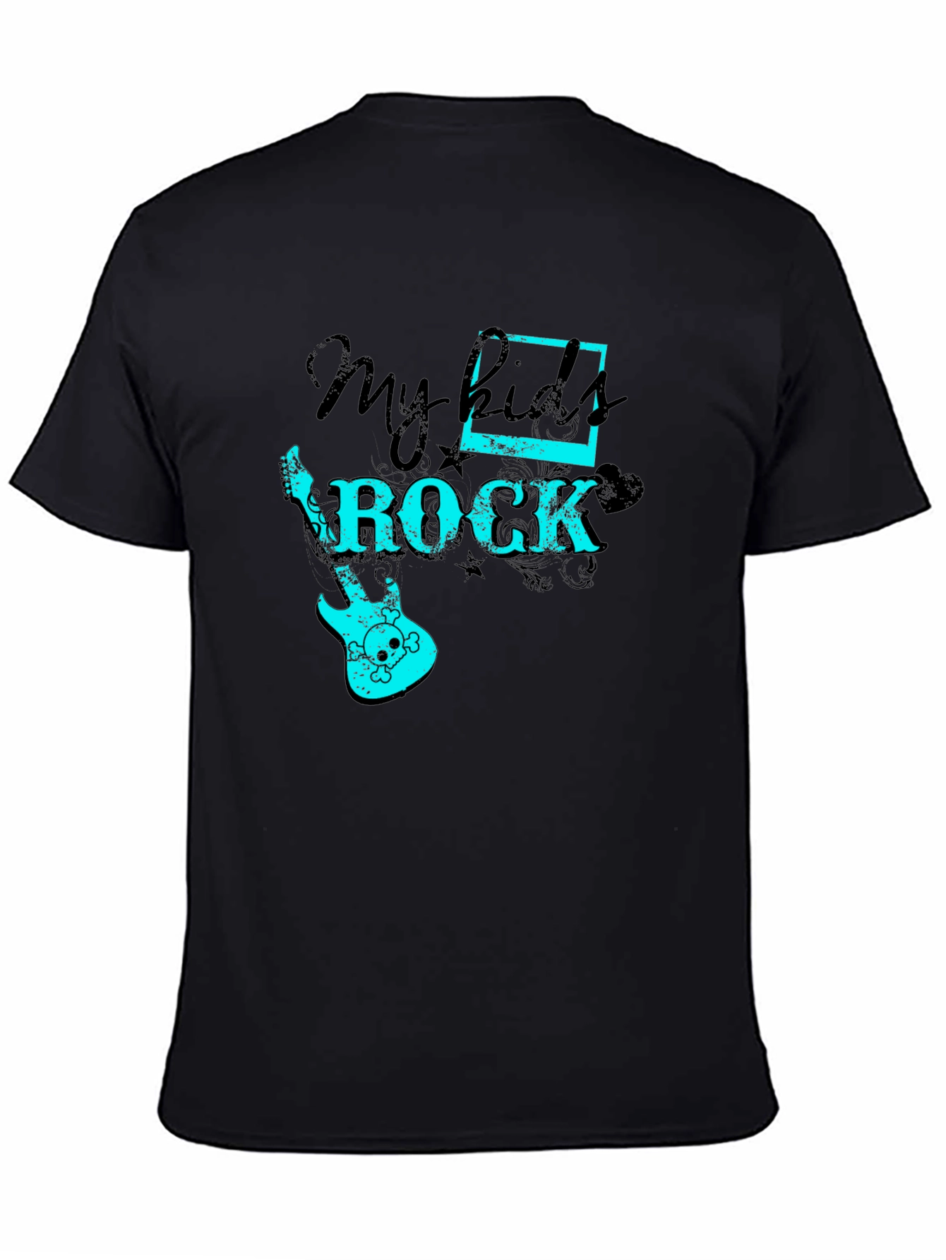 My Kids Rock Graphic Tee - Black Cotton T-Shirt