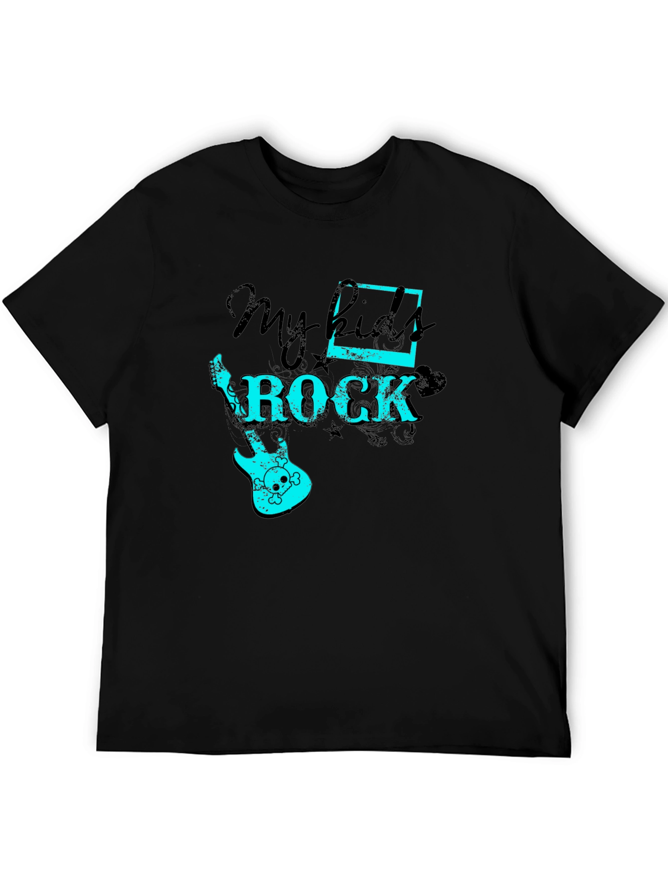 My Kids Rock Graphic Tee - Black Cotton T-Shirt