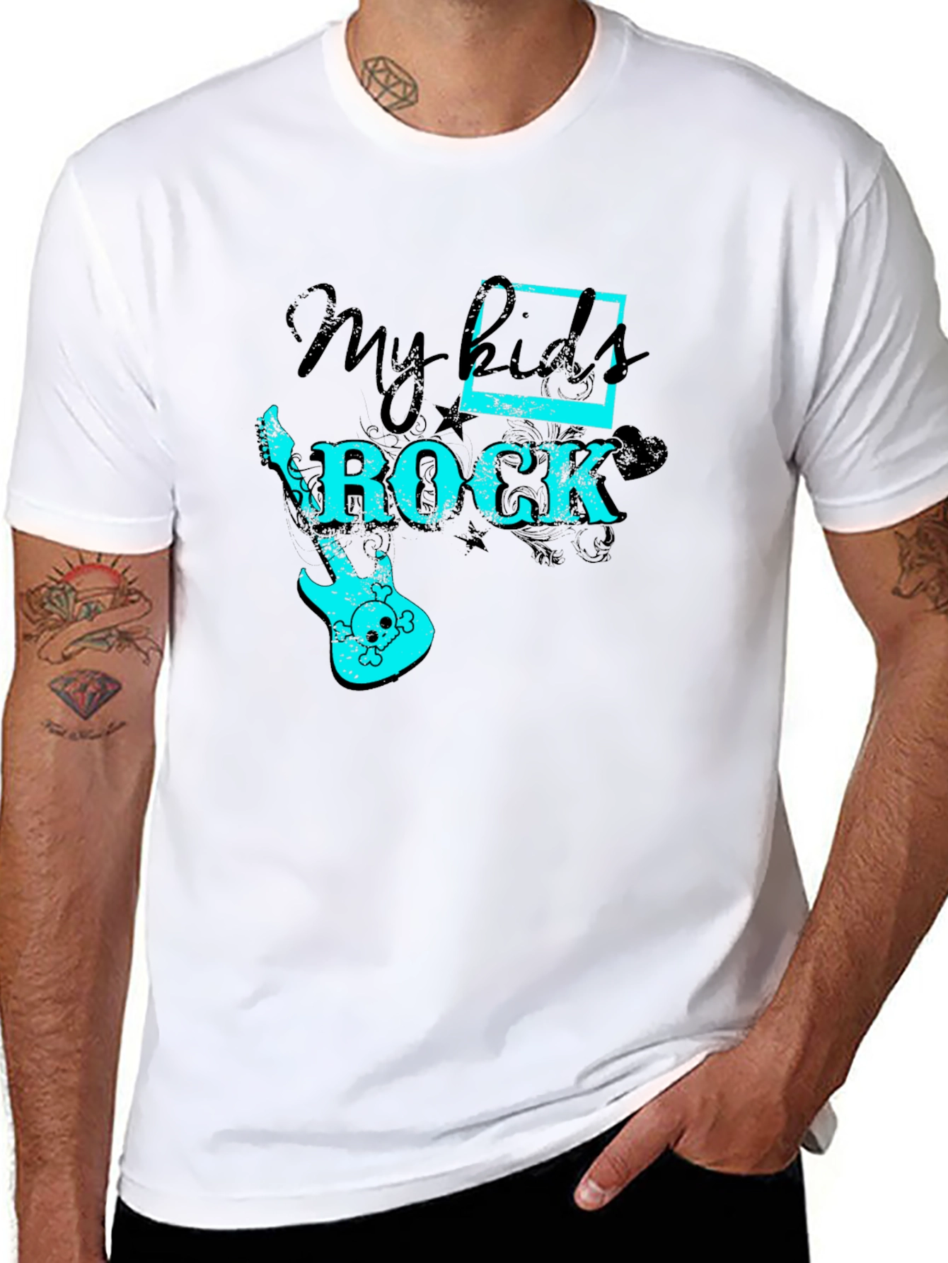 My Kids Rock Graphic Tee - Black Cotton T-Shirt