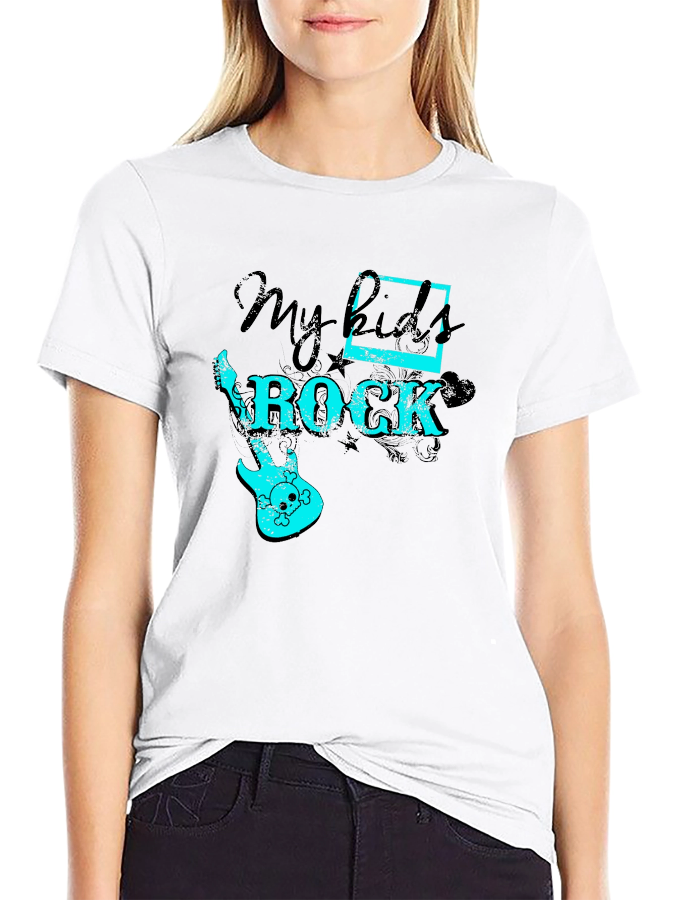 My Kids Rock Graphic Tee - Black Cotton T-Shirt