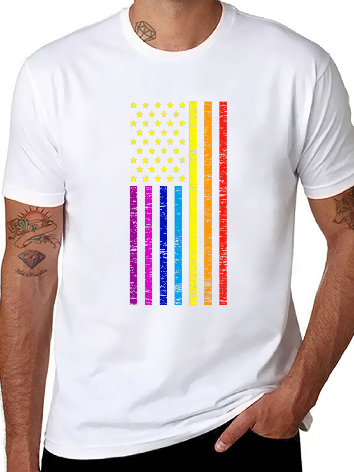 Pride Flag Graphic Tee - Black