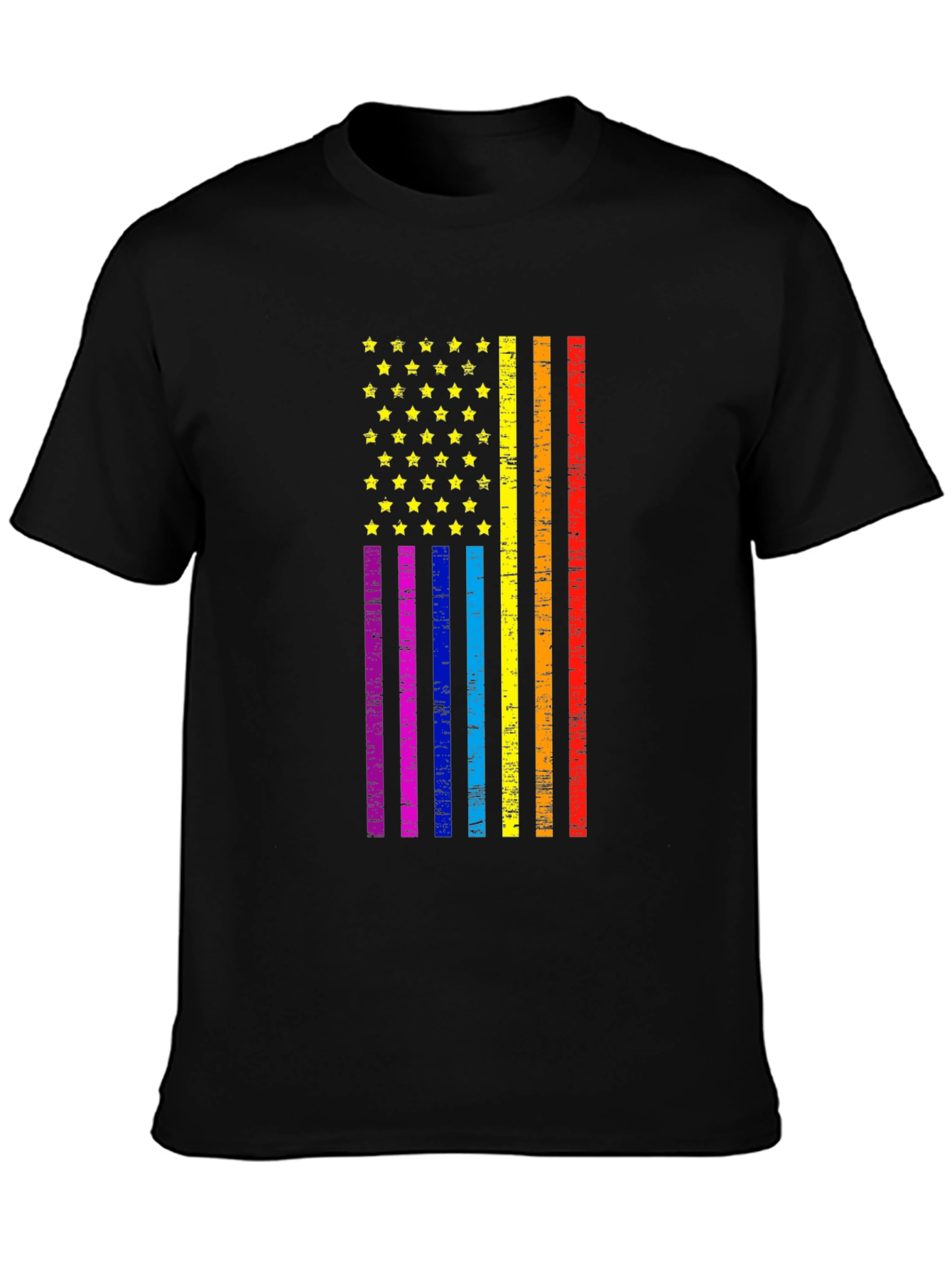 Pride Flag Graphic Tee - Black