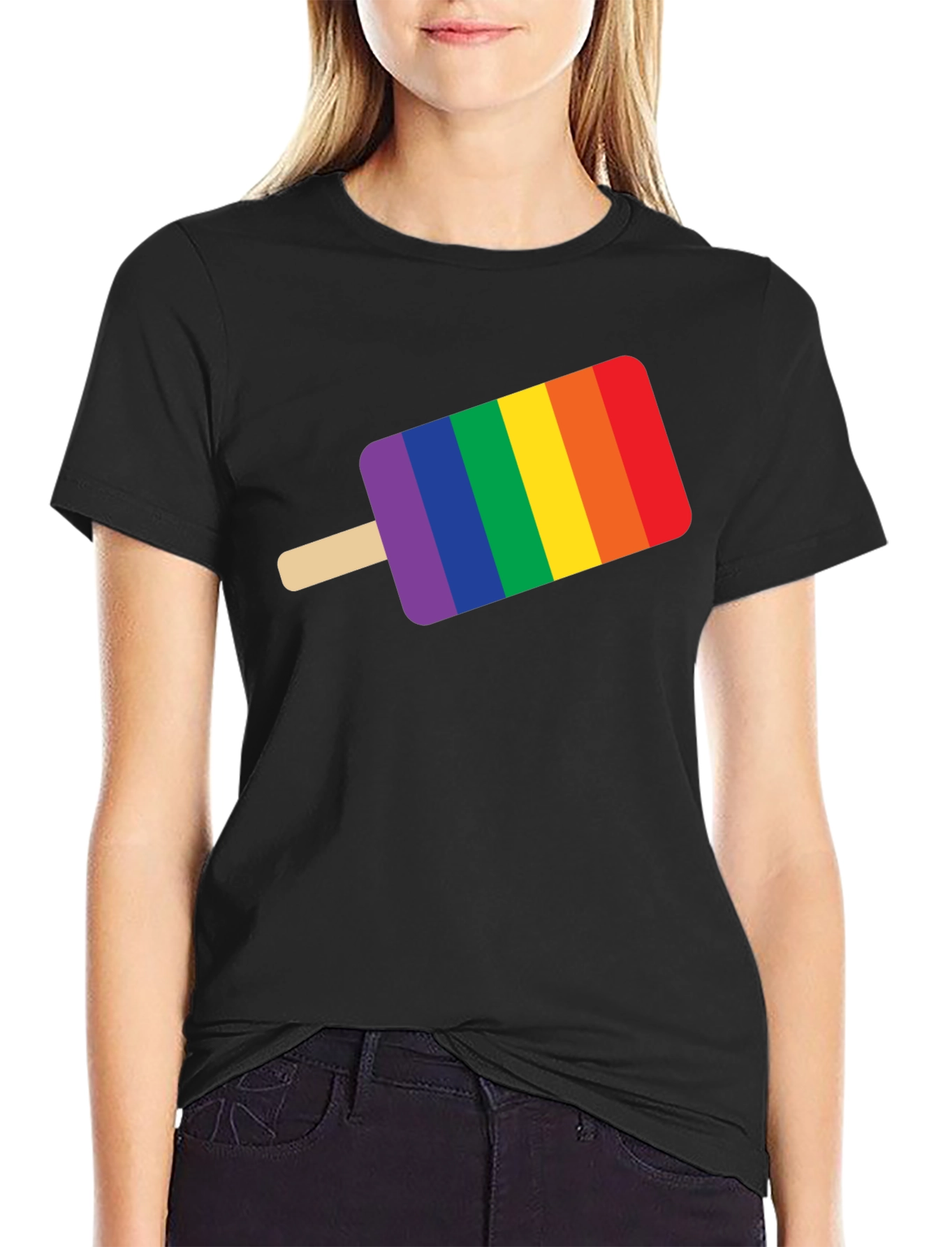 Pride Popsicle Graphic Tee - Black Cotton T-Shirt