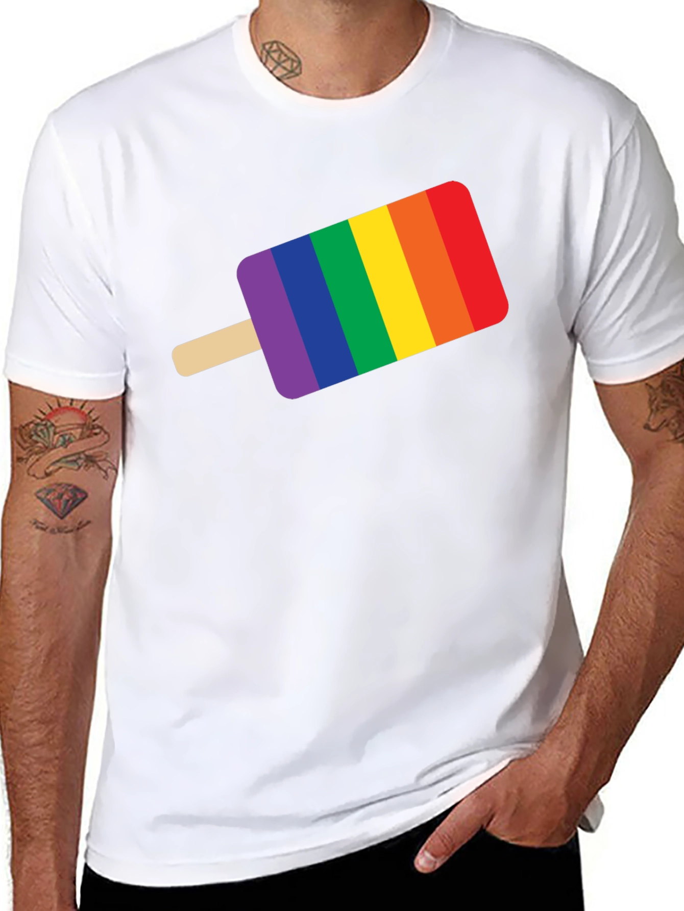 Pride Popsicle Graphic Tee - Black Cotton T-Shirt
