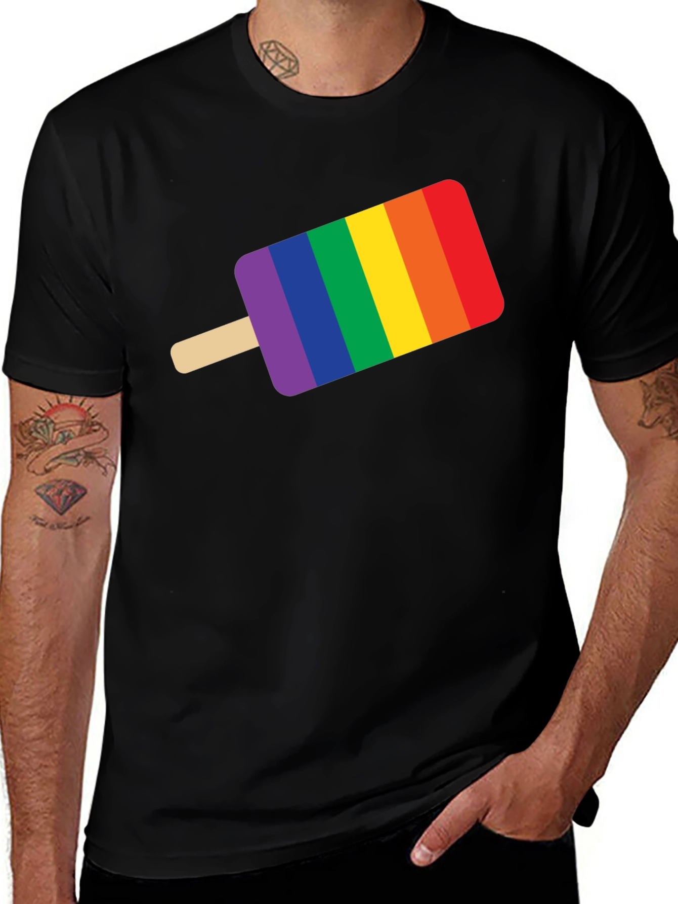 Pride Popsicle Graphic Tee - Black Cotton T-Shirt