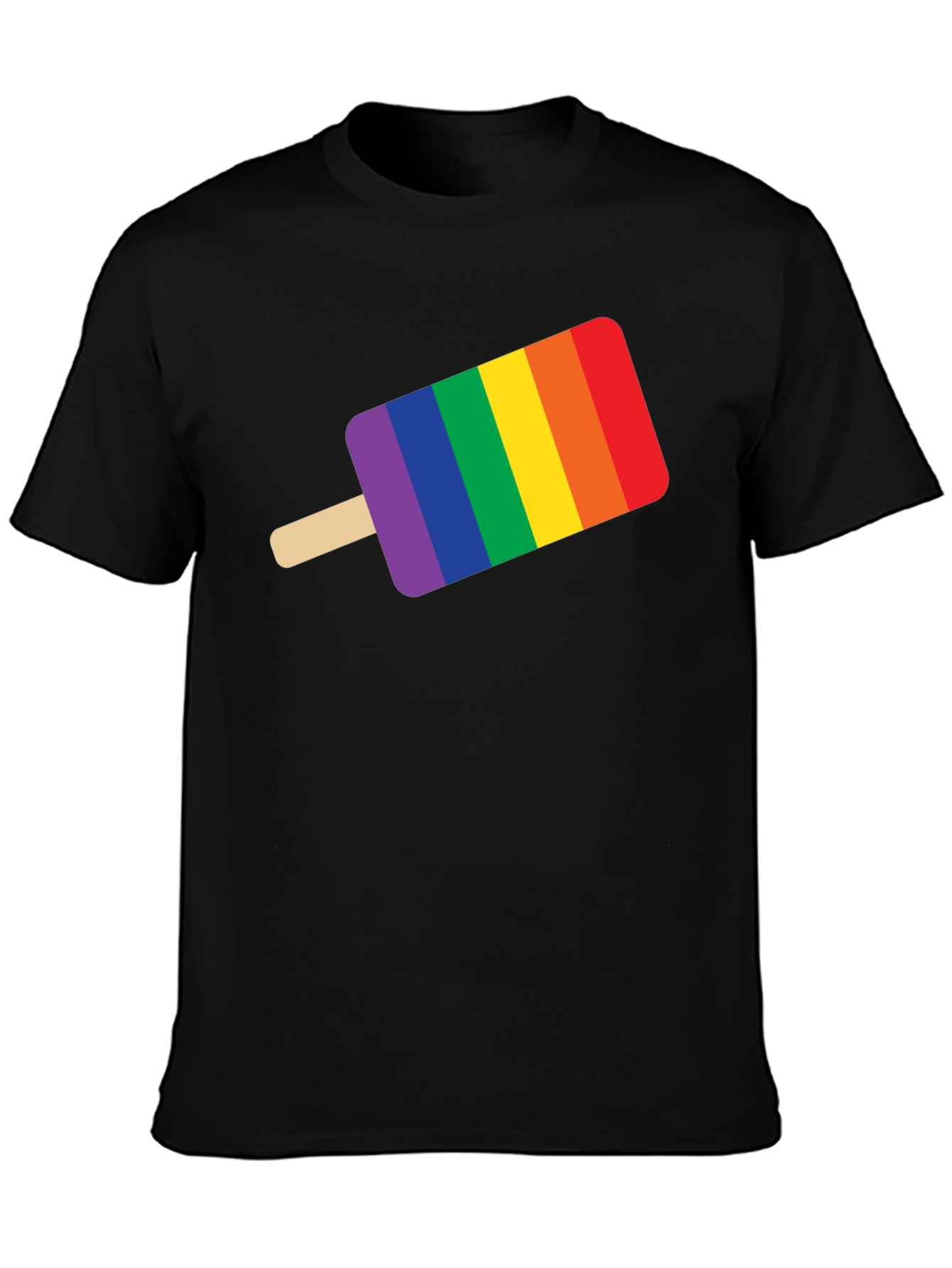 Pride Popsicle Graphic Tee - Black Cotton T-Shirt